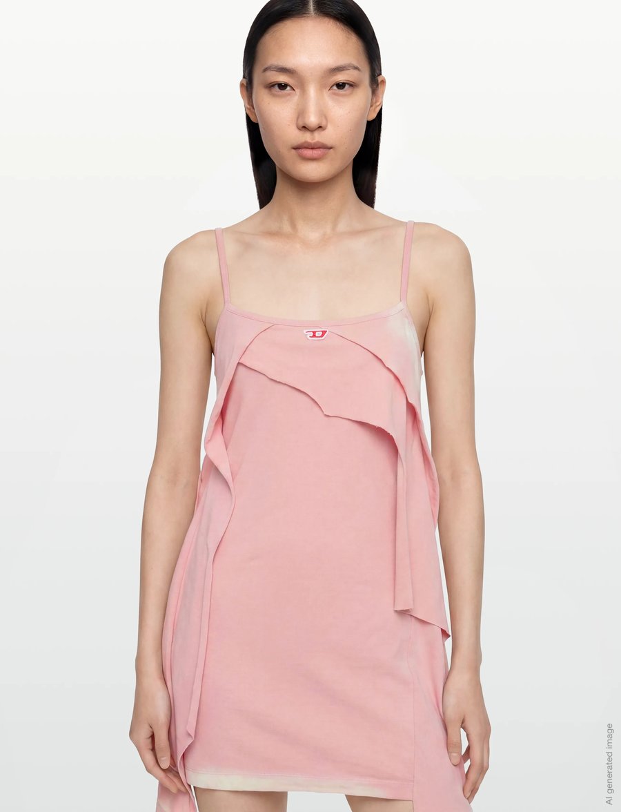 Diesel - Short dress with destroyed peel-off effect - sommerkjoler - brown - 3