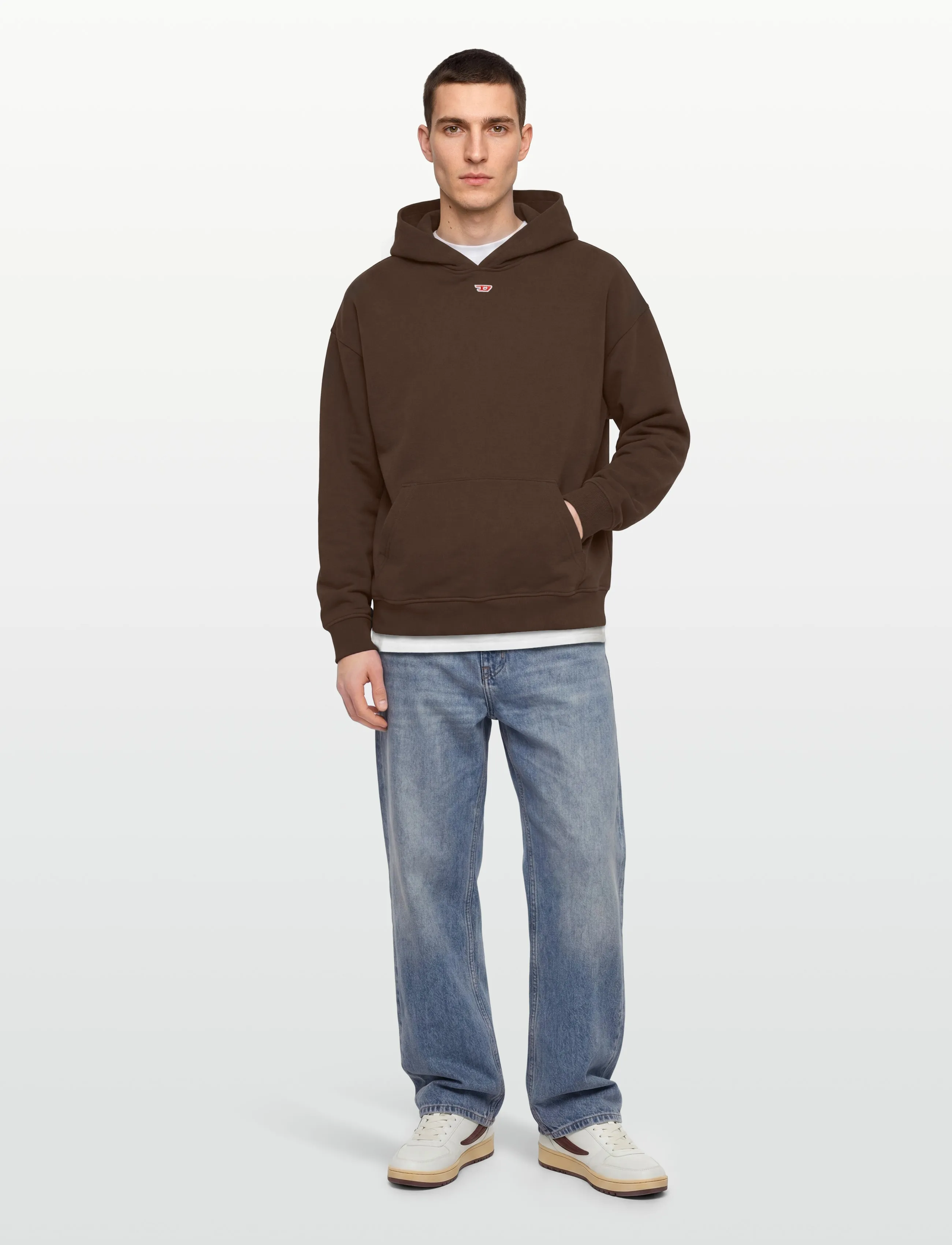 Diesel Hoodie With D Logo Patch, L, Sweatshirts & Hoodies, Braun - Männerswear