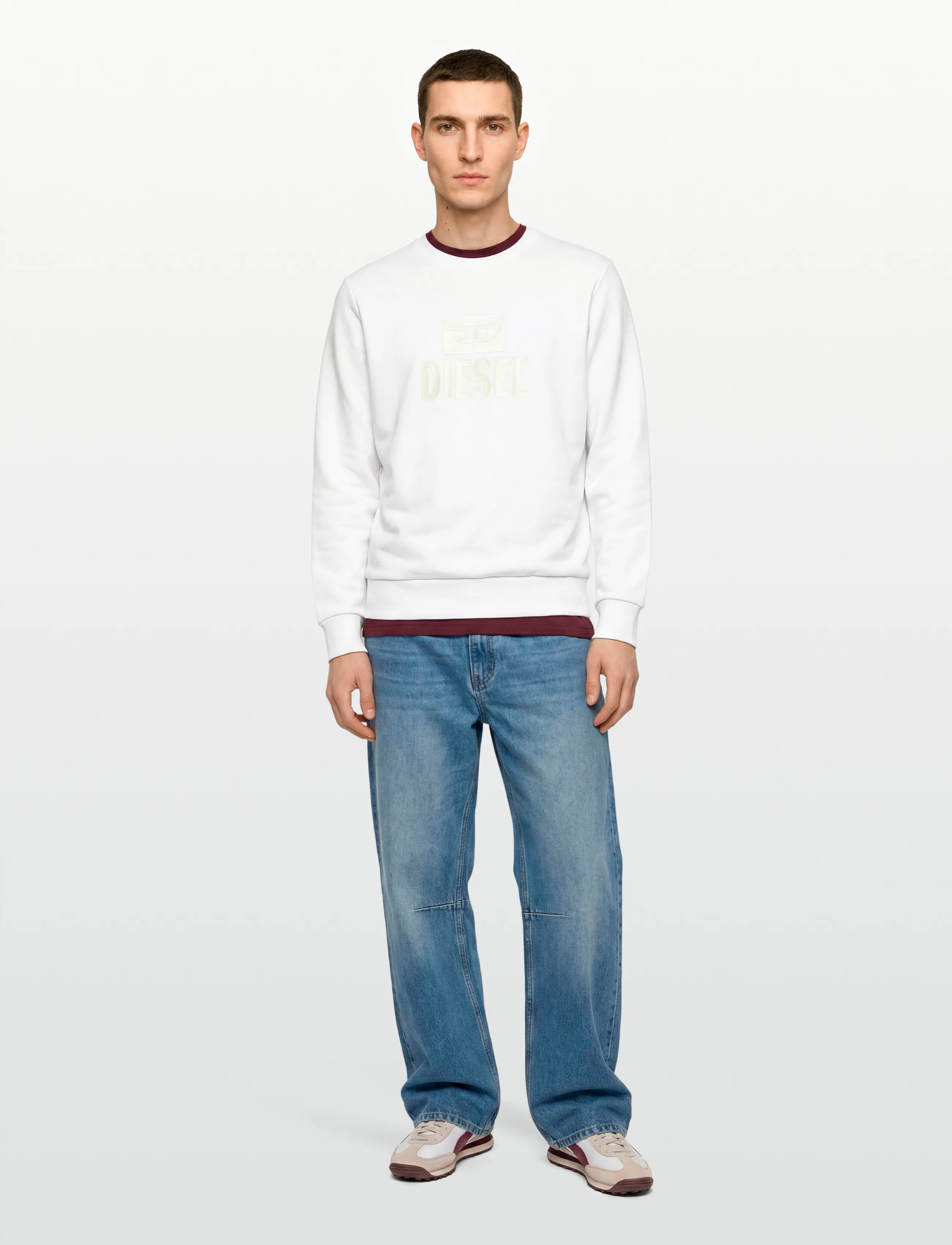 Diesel S-Gir-Crewneck Tone On Felpa, M, Sweatshirts & Hoodies, Weiß - Sweatshirts, Männerswear