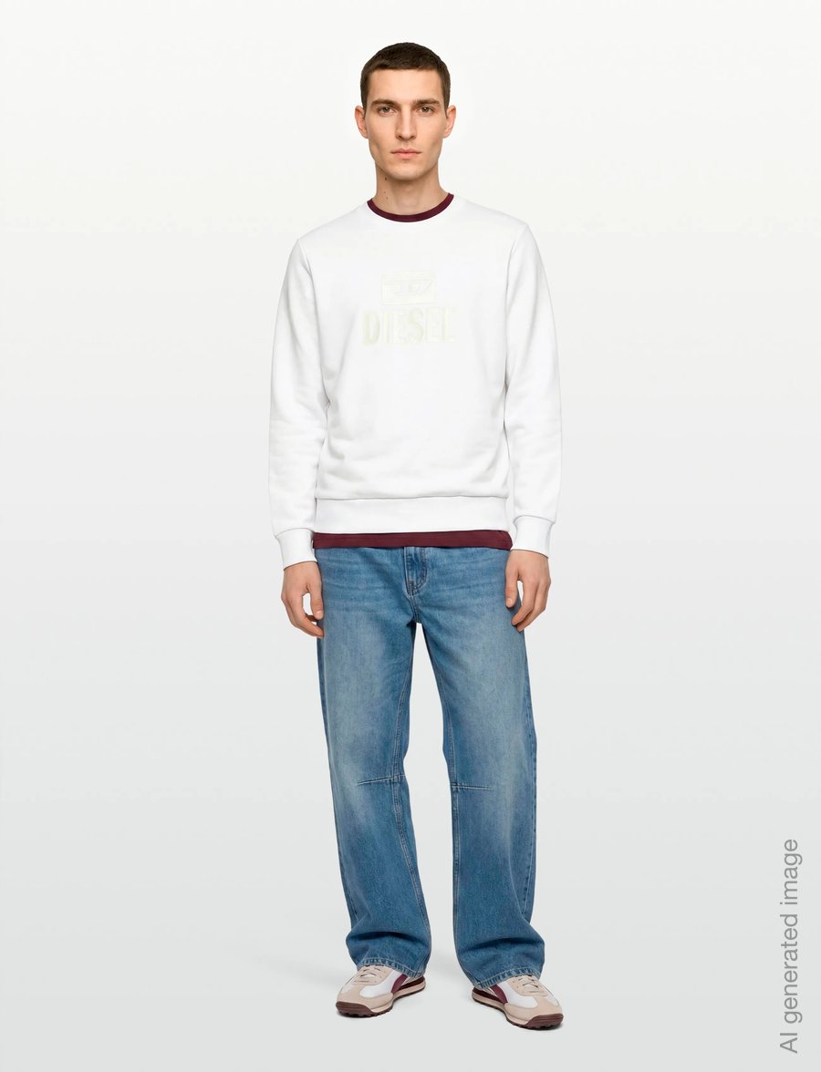 Diesel - S-GIR-CREWNECK TONE ON TONE FELPA - hettupeysur - bright white - 0