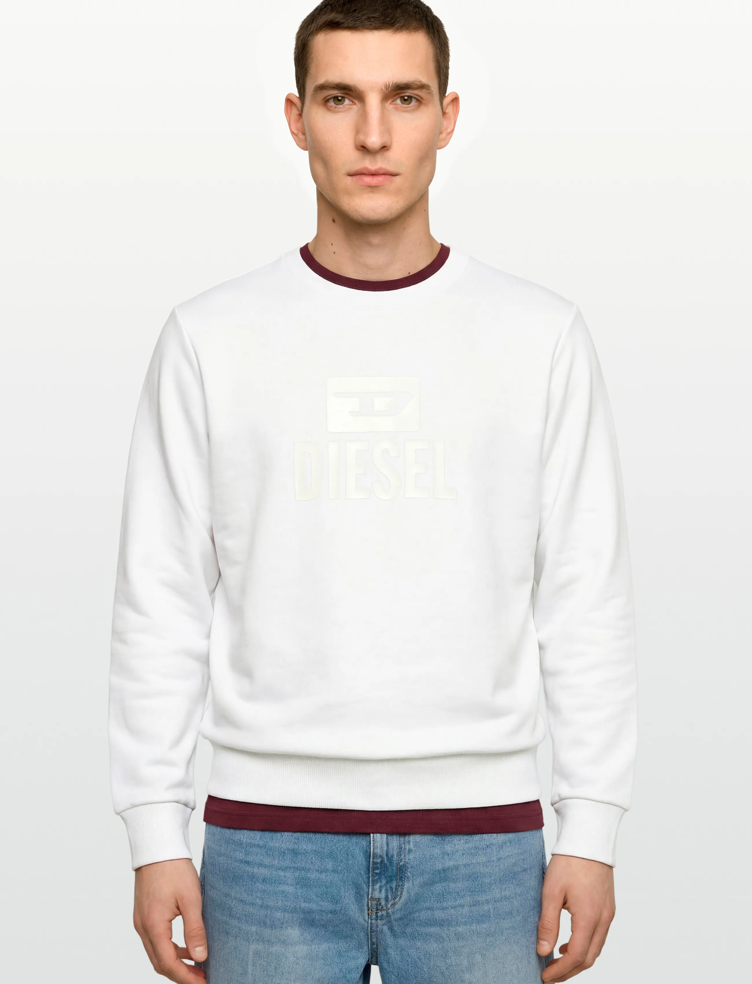 Diesel - S-GIR-CREWNECK TONE ON TONE FELPA - sweatshirts - bright white - 3