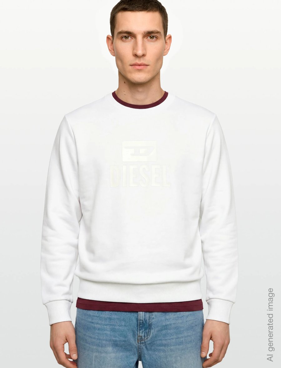 Diesel - S-GIR-CREWNECK TONE ON TONE FELPA - hettupeysur - bright white - 3