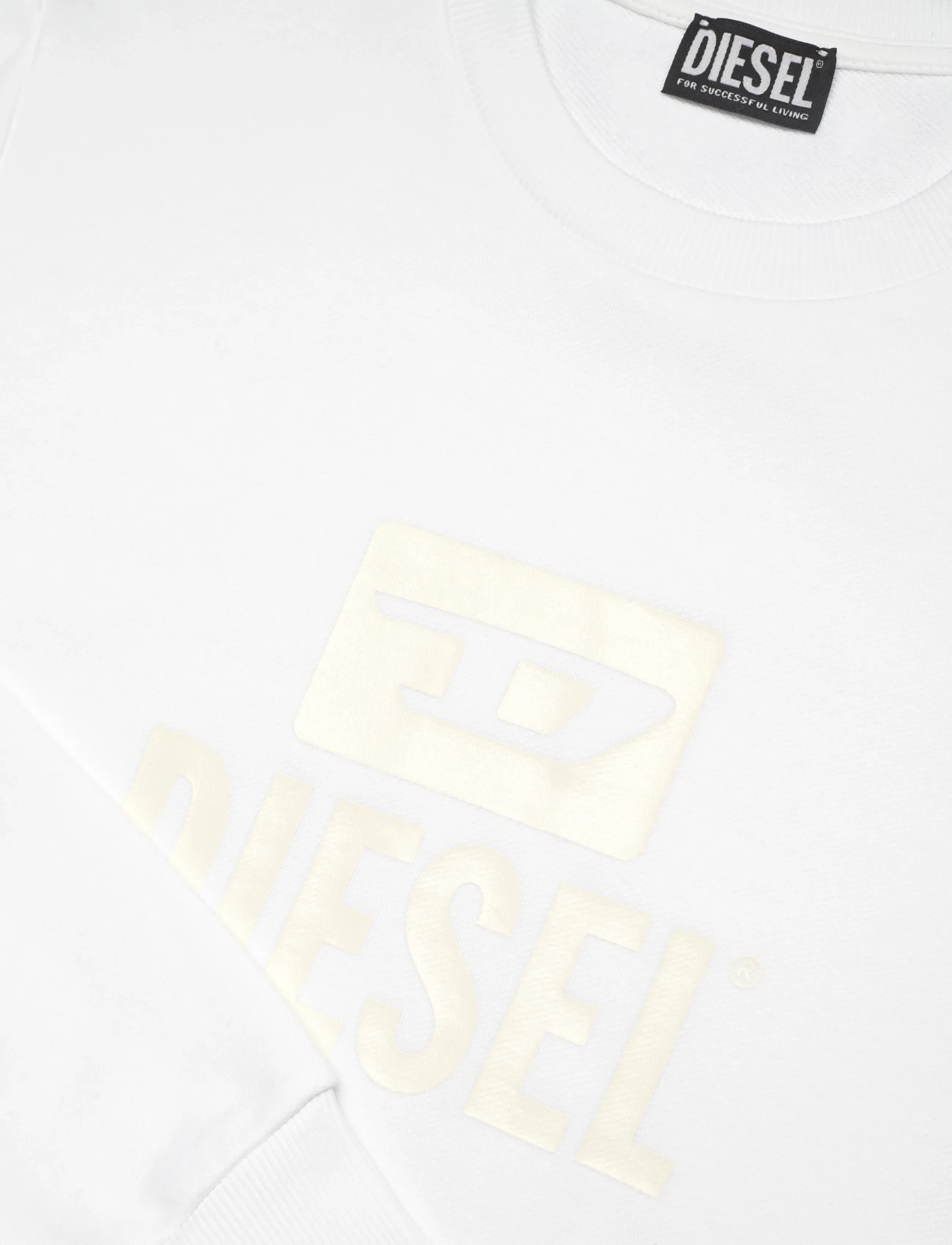 Diesel - S-GIR-CREWNECK TONE ON TONE FELPA - sweats - bright white - 2