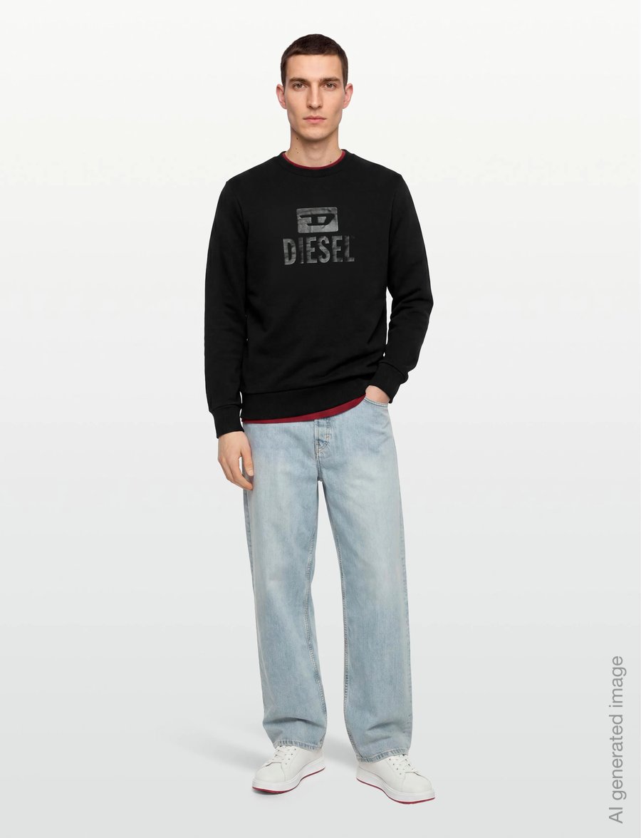 Diesel - S-GIR-CREWNECK TONE ON TONE FELPA - sweatshirts - caviar - 0
