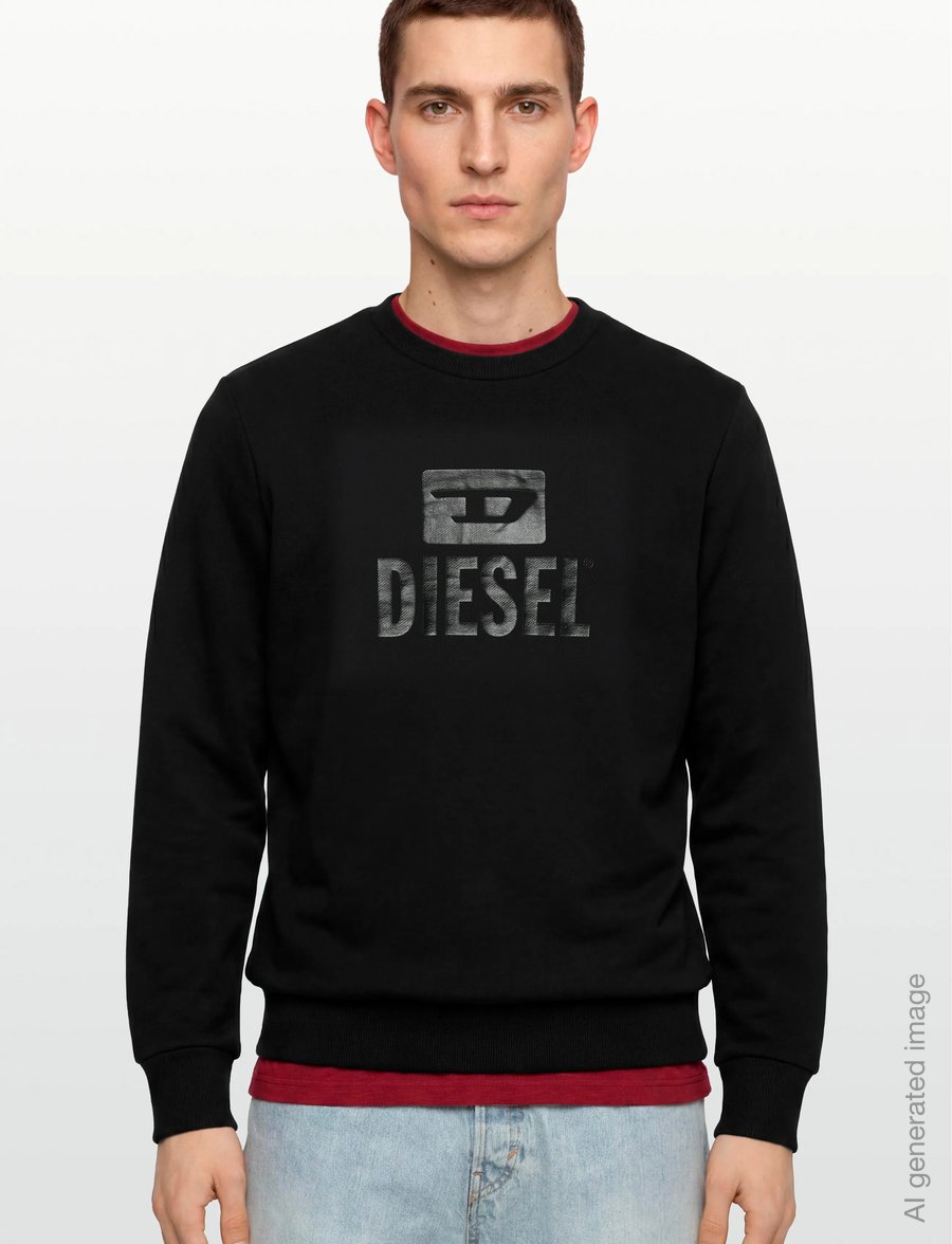Diesel - S-GIR-CREWNECK TONE ON TONE FELPA - sweatshirts - caviar - 3