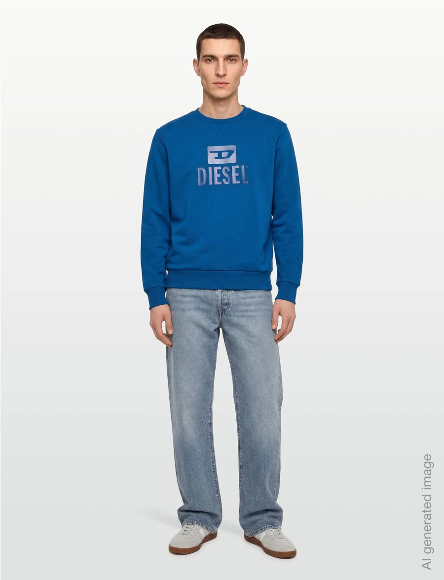 Diesel - S-GIR-CREWNECK TONE ON TONE FELPA - sweatshirts - classic blue - 0