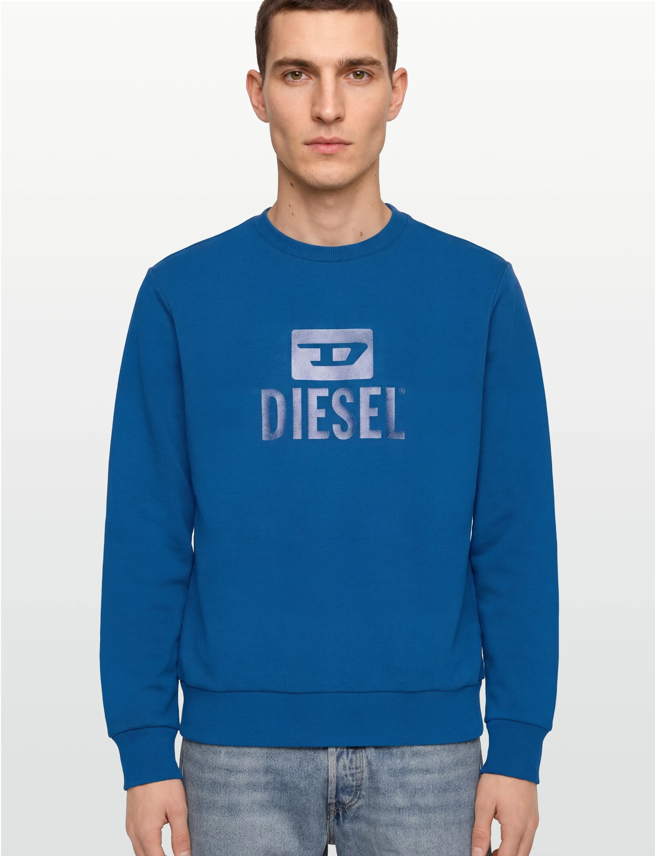Diesel - S-GIR-CREWNECK TONE ON TONE FELPA - džemperiai - classic blue - 3