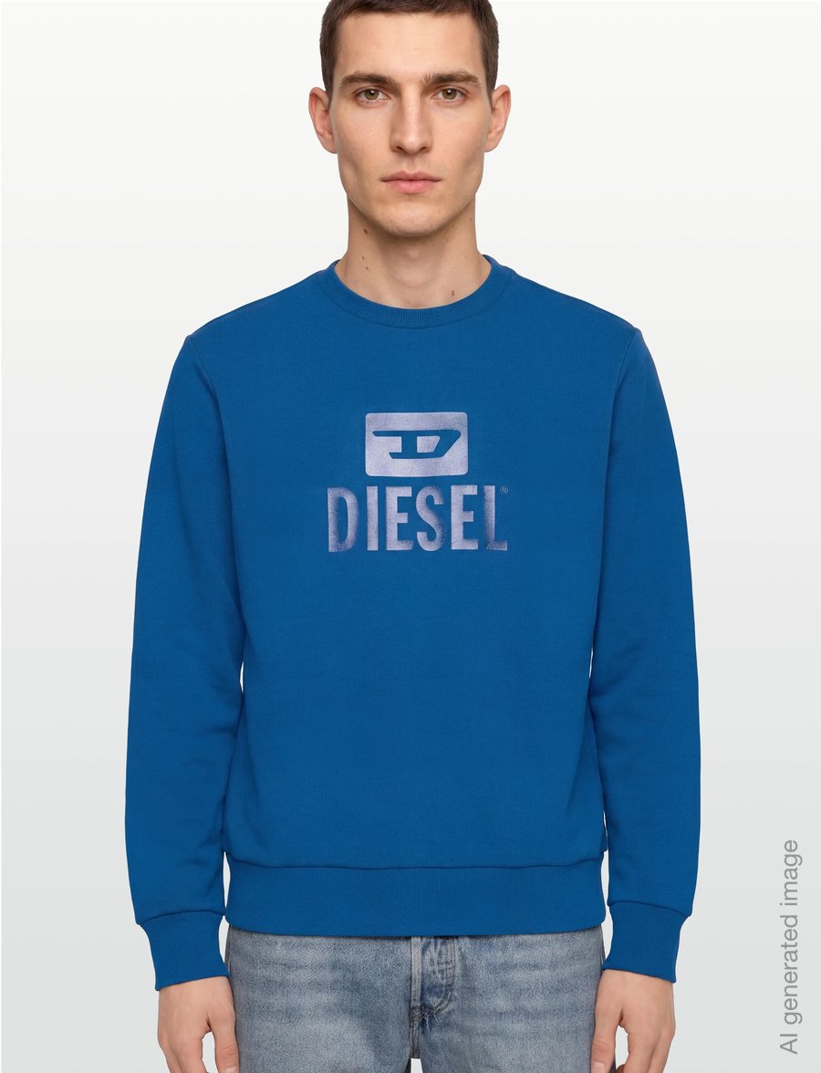 Diesel - S-GIR-CREWNECK TONE ON TONE FELPA - sweatshirts - classic blue - 3