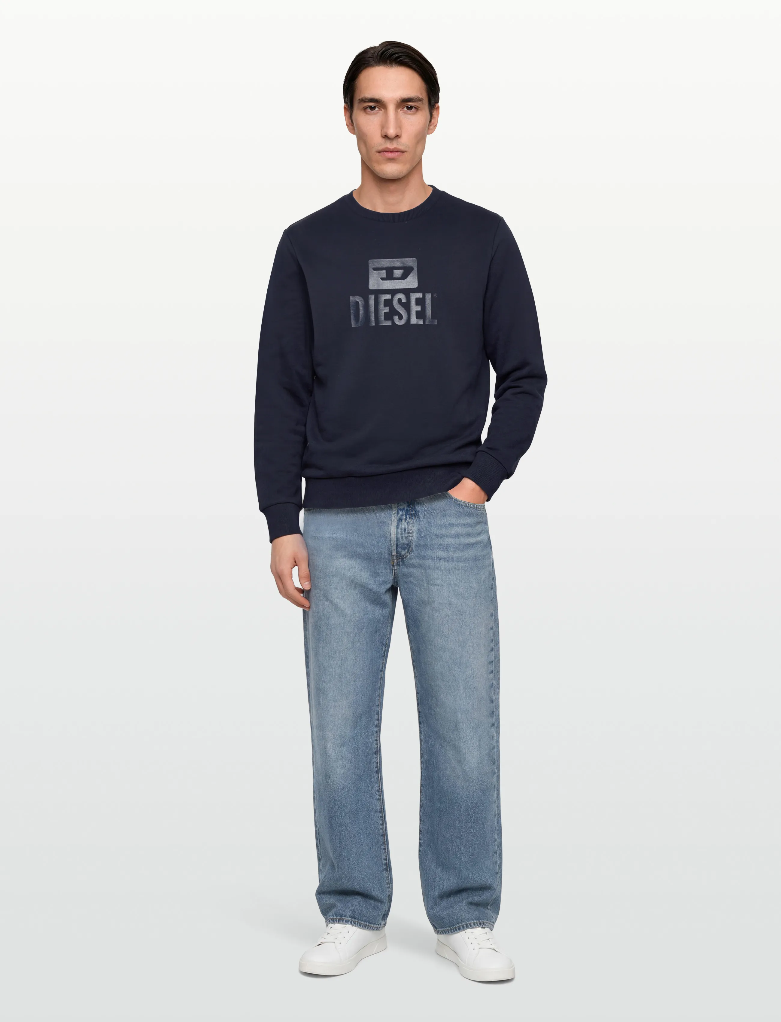 Diesel S-Gir-Crewneck Tone On Felpa, M, Sweatshirts & Hoodies, Marineblau - Sweatshirts, Männerswear