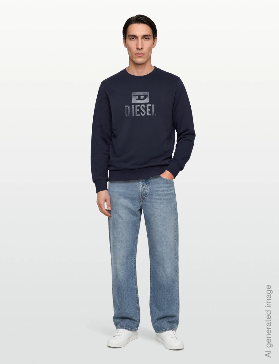 Diesel - S-GIR-CREWNECK TONE ON TONE FELPA - sweatshirts - total eclipse - 0