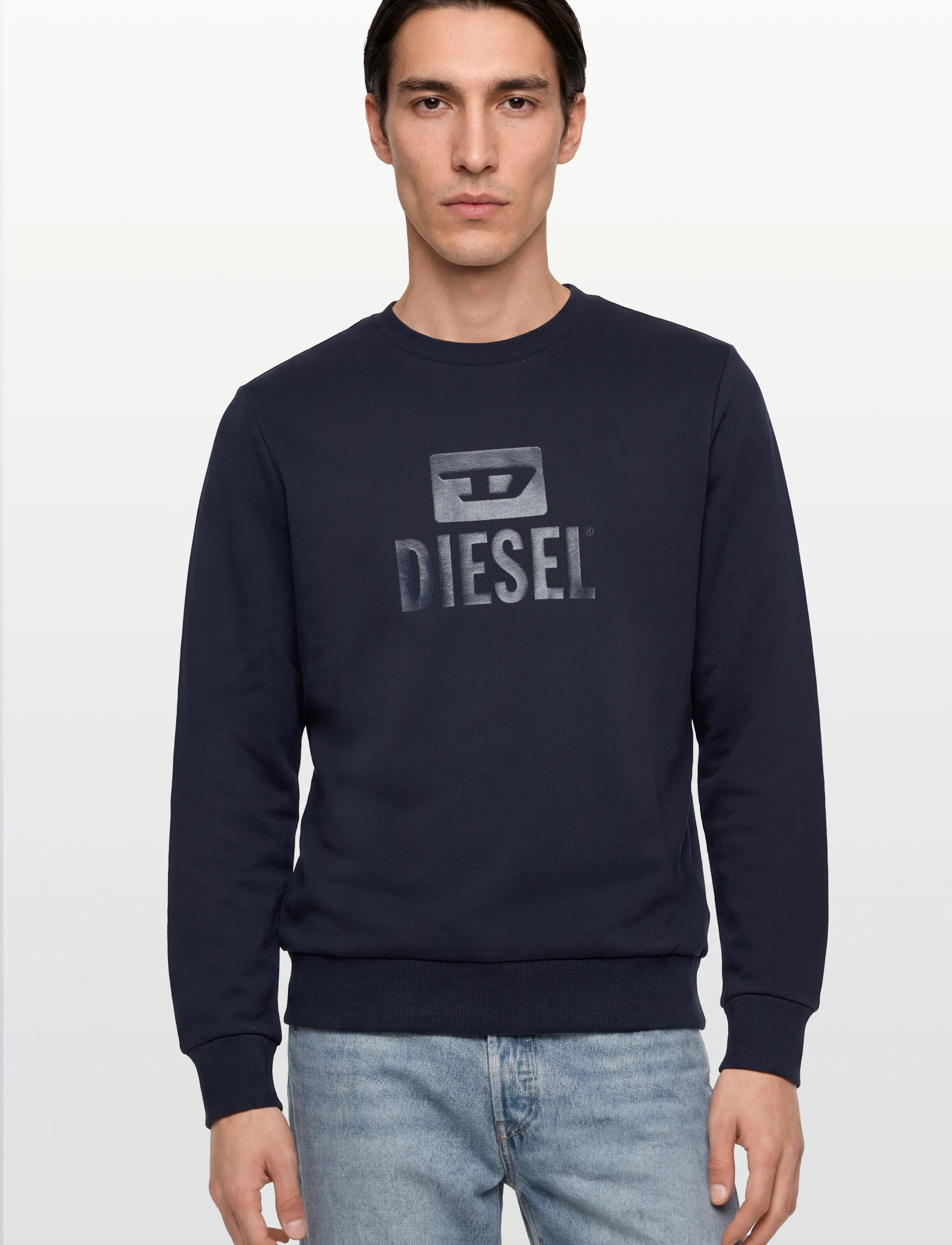 Diesel - S-GIR-CREWNECK TONE ON TONE FELPA - džemperiai - total eclipse - 3