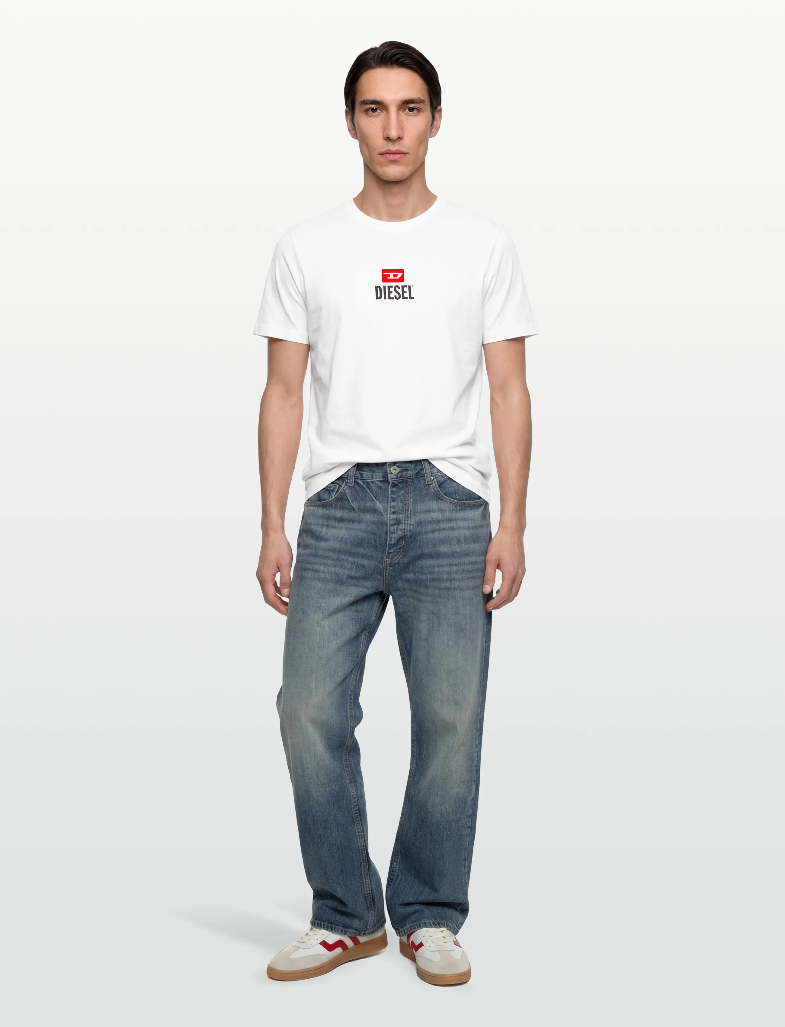 Diesel T-Just -Small-New D Logo Maglietta, M, White, T-Shirts > Kortærmede, Herre