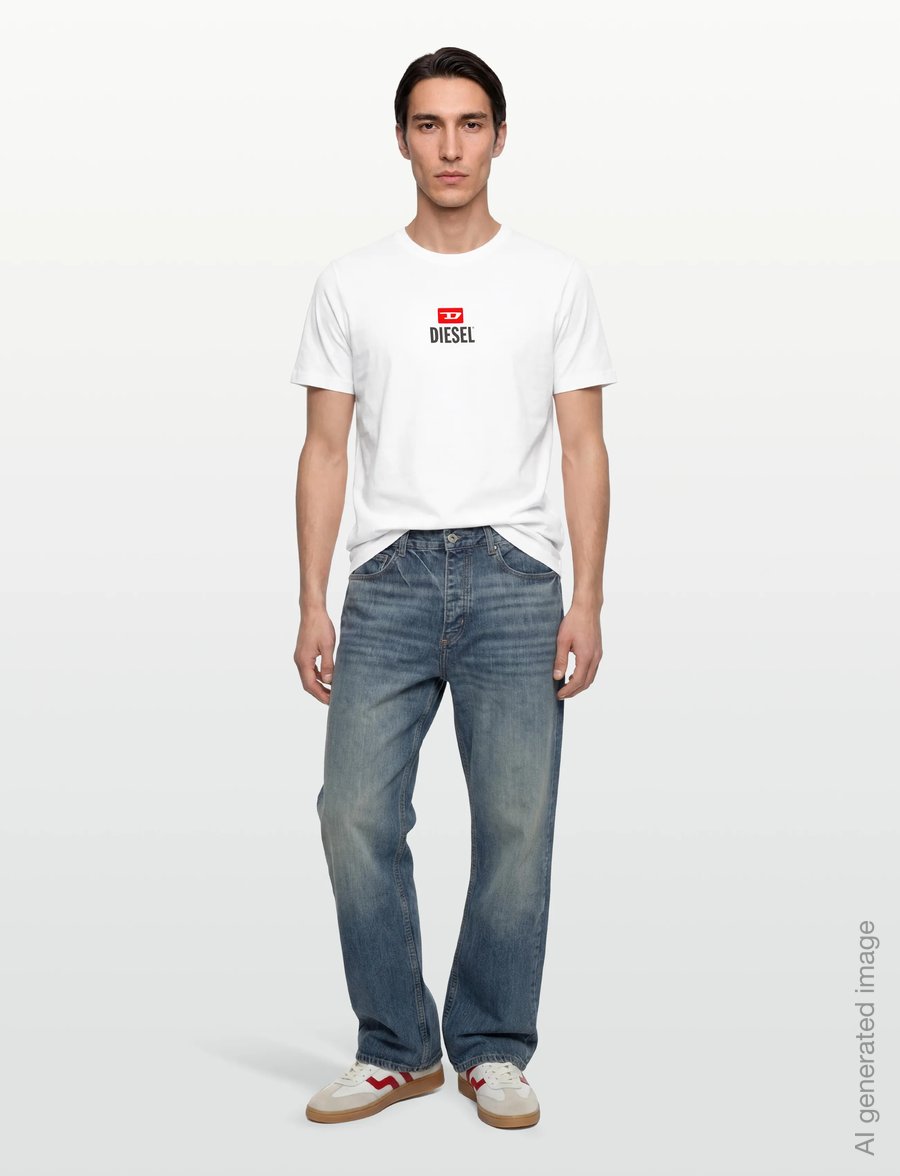 Diesel - T-JUST -SMALL-NEW D LOGO MAGLIETTA - stutterma bolir - bright white - 0