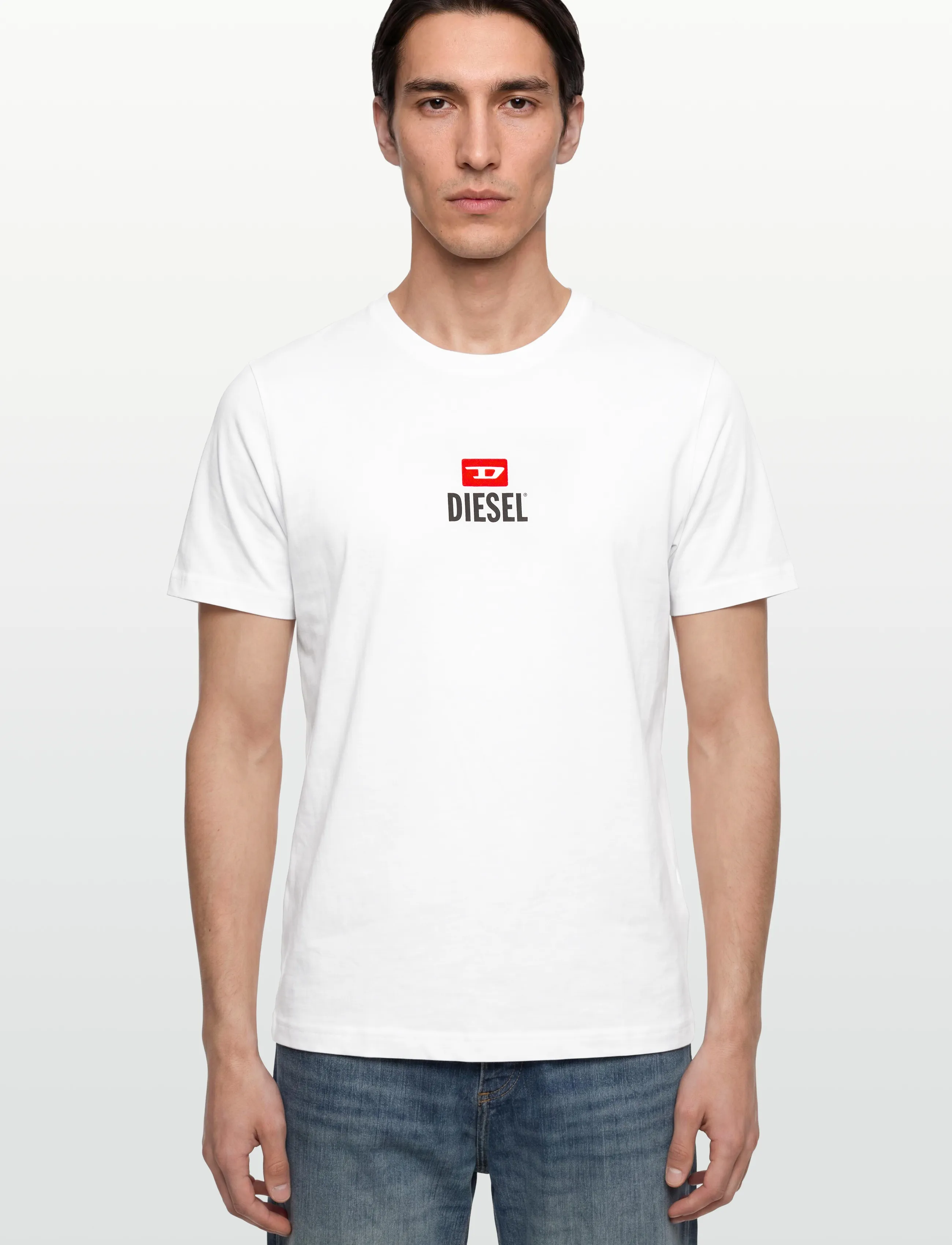 Diesel - T-JUST -SMALL-NEW D LOGO MAGLIETTA - kurzärmelig - bright white - 3
