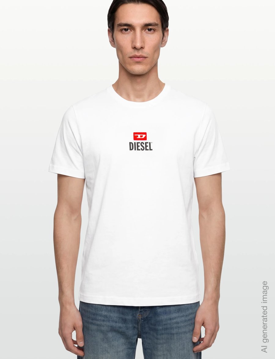 Diesel - T-JUST -SMALL-NEW D LOGO MAGLIETTA - stutterma bolir - bright white - 3
