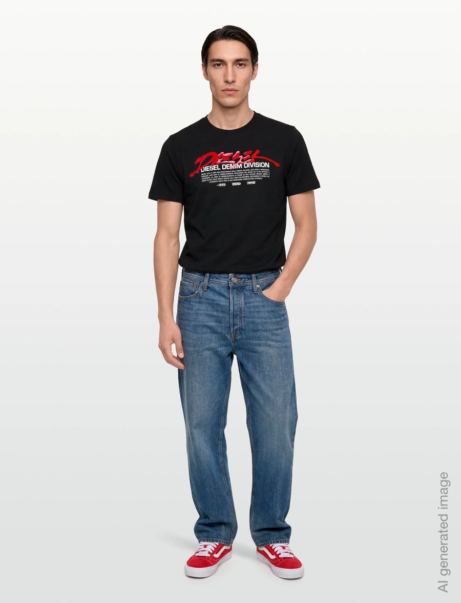 Diesel - T-JUST 250217 OFF MAGLIETTA - kortärmade t-shirts - caviar - 0