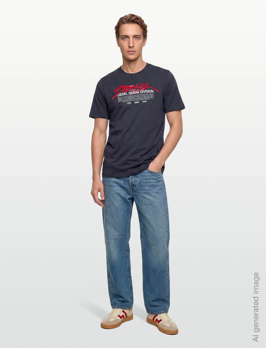 Diesel - T-JUST 250217 OFF MAGLIETTA - kurzärmelige t-shirts - total eclipse - 0