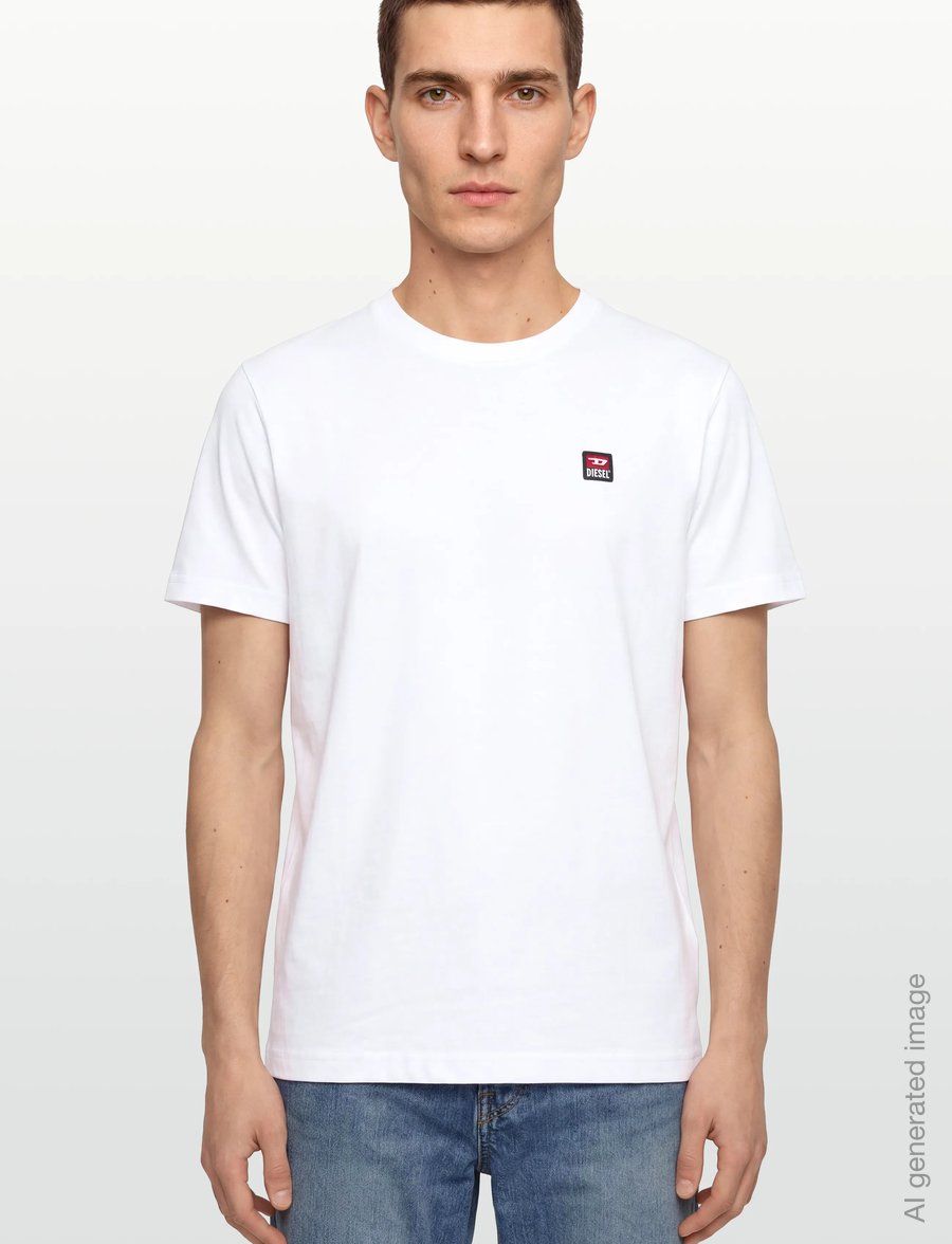 Diesel - T-JUST 250221 OFF MAGLIETTA - lühikeste varrukatega t-särgid - bright white - 3