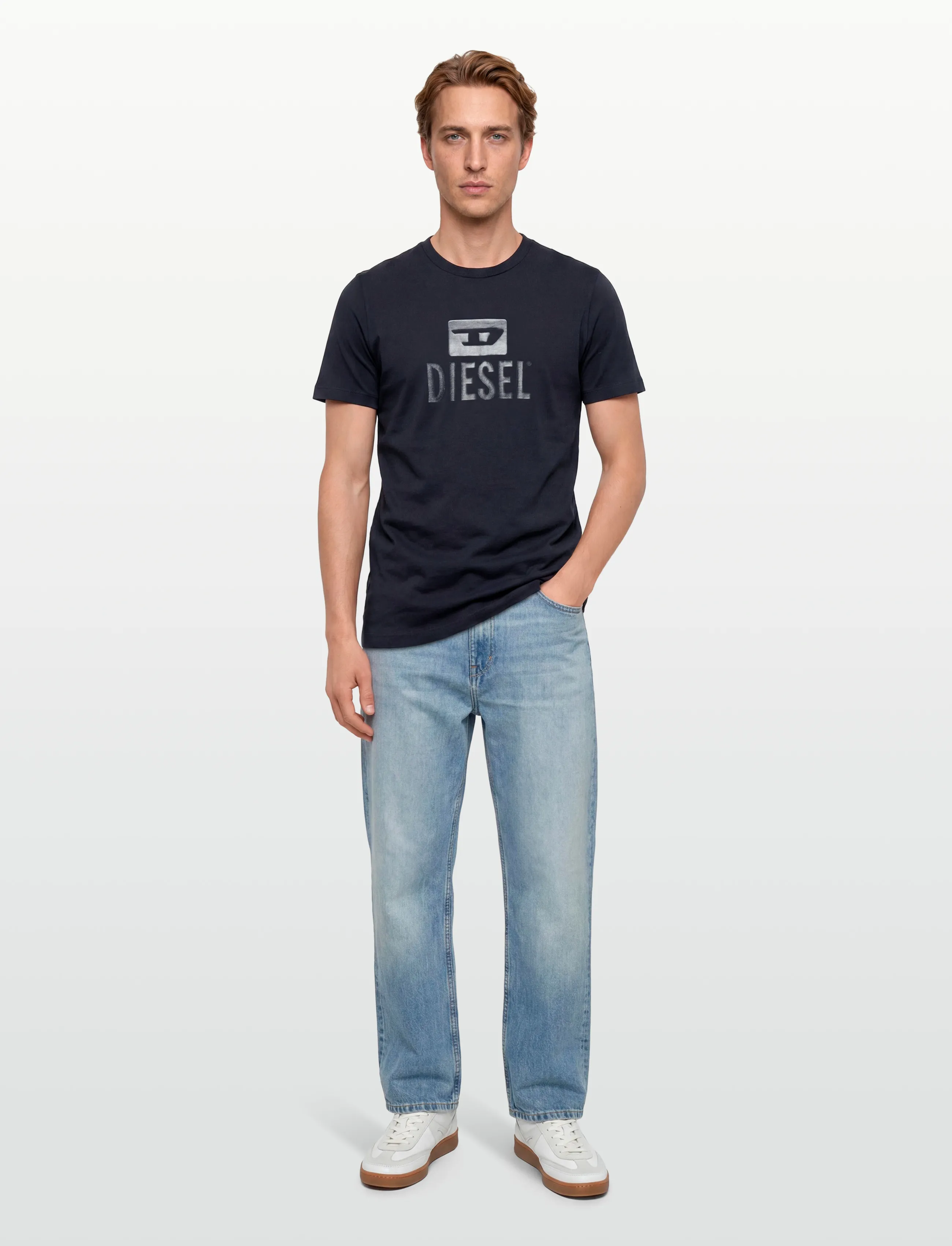Diesel T-JUST TONE ON TONE MAGLIETTA - Lühikeste varrukatega T-särgid - TOTAL ECLIPSE / navy