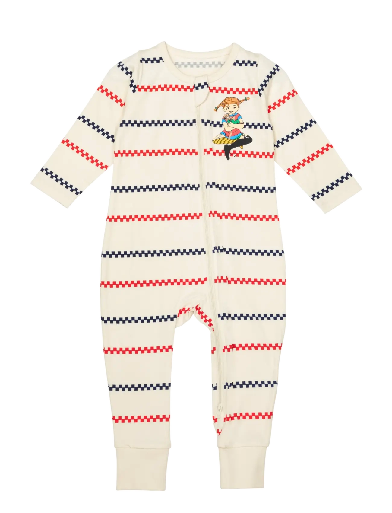 Pippi Langstrømpe Rutrand Pyjamas, 56, Weiß - Pyjamas Onesie, Kinder