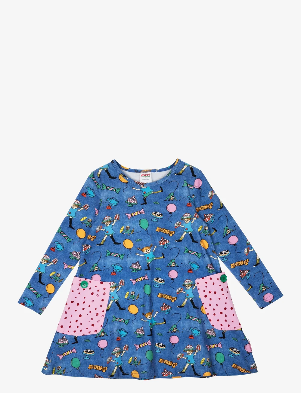 Pippi Langstrømpe - PARTY PIPPI DRESS - langærmede babykjoler - blue - 0