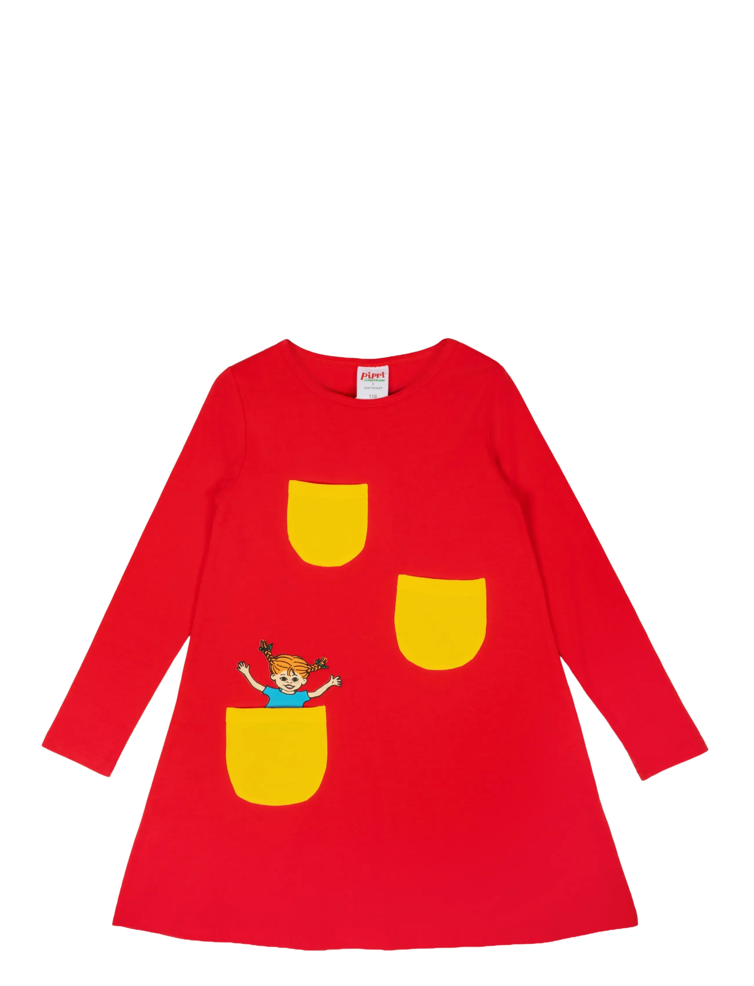 Martinex Pippi Basic Klänning, Kinder, Langarmkleid, Rot, Gr: 92