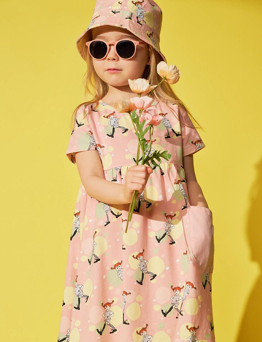 Pippi Langstrumpf - MUNTER PIPPI KLÄNNING - kurzärmelige babykleider - pink - 0