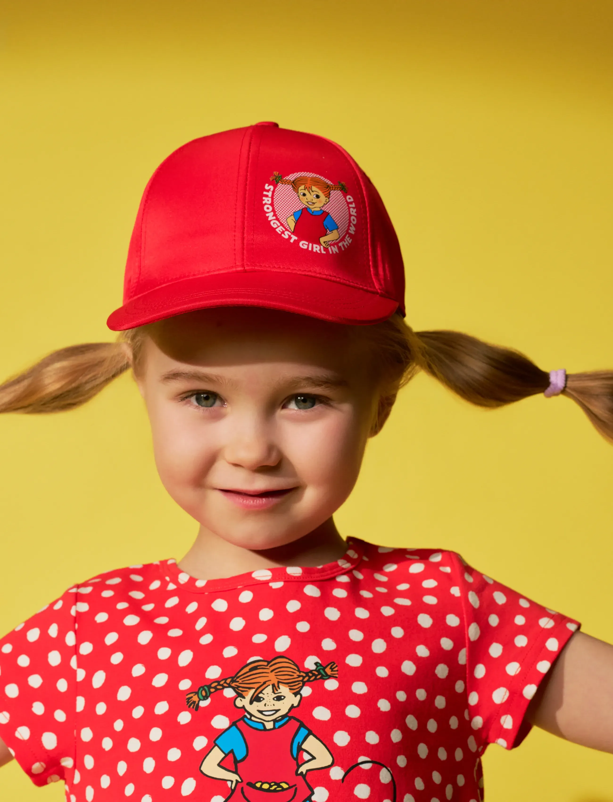 Pippi Langstrømpe Peppi Basic Keps, Børn, Pippi Baseball Kasket, Rød, Str: 48/50