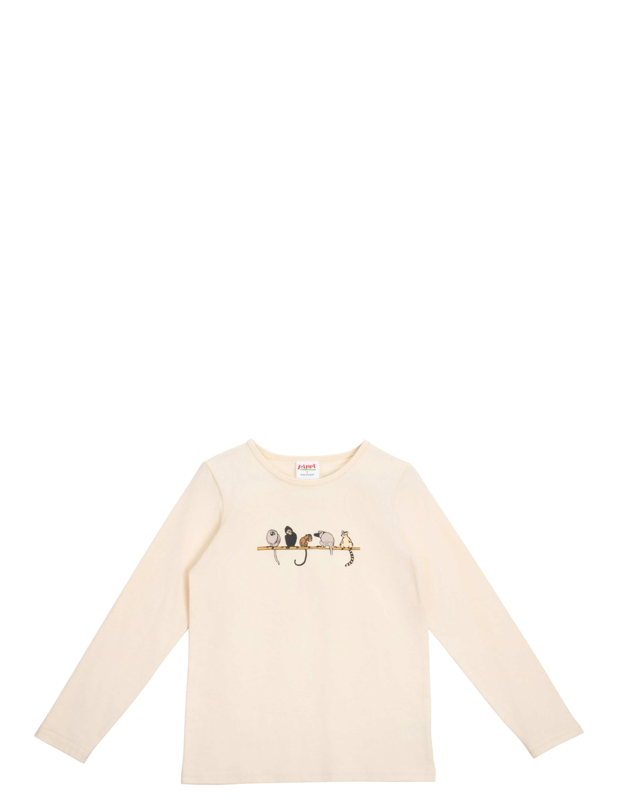 Pippi Langstrømpe Strongest Girl Tröja, Børn, Grafisk Langærmet T-Shirt, Cream, Str: 104