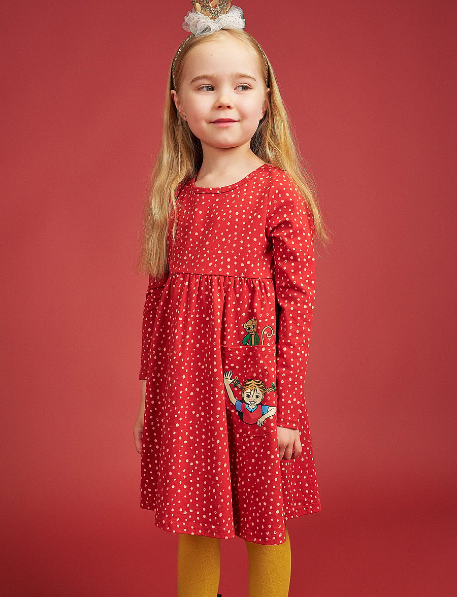 Pippi Langstrømpe - PRICK KLÄNNING - langærmede babykjoler - red - 0