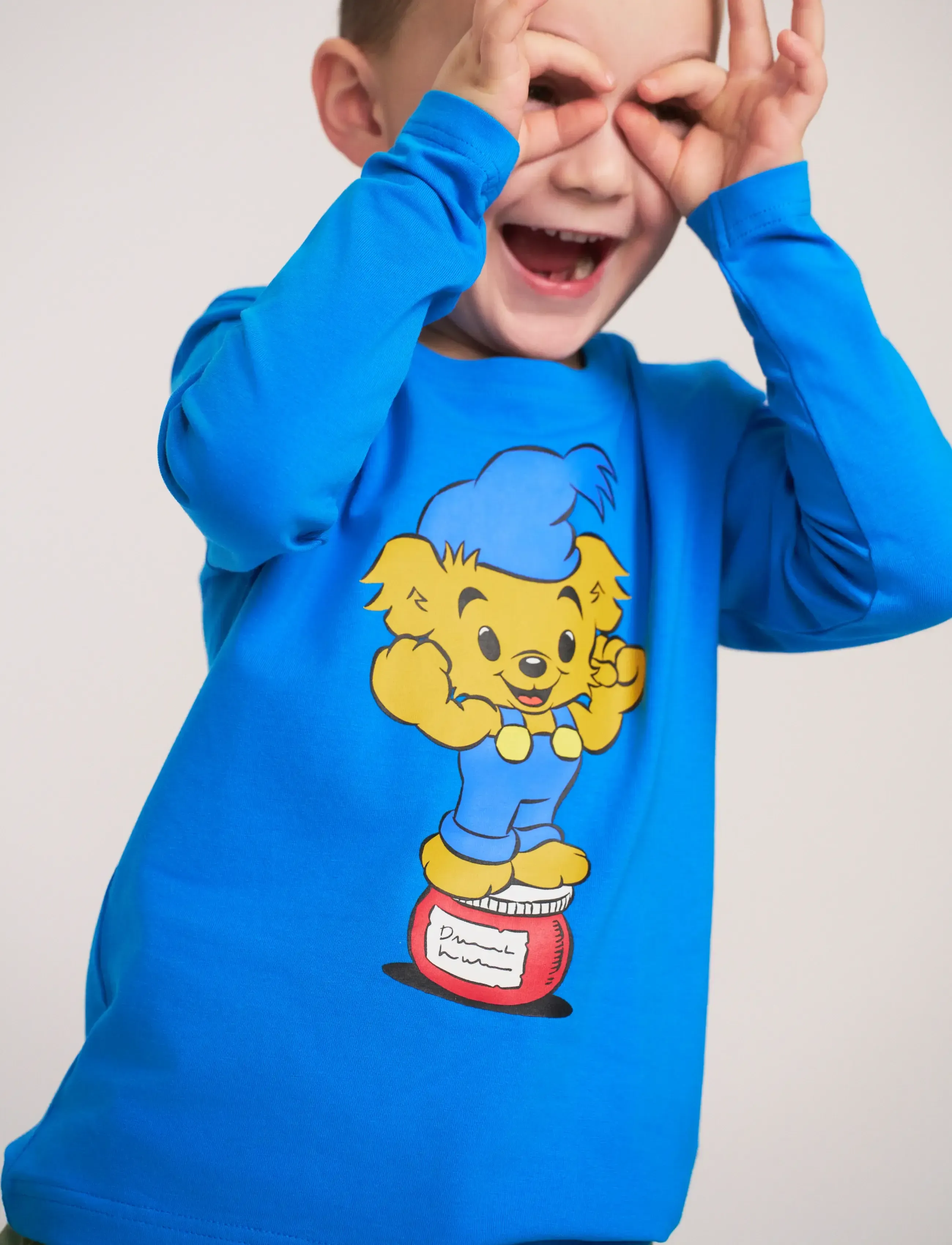 Bamse Stark Björn Tröja, 128, T-shirts, Blau - Long-sleeved Kinder