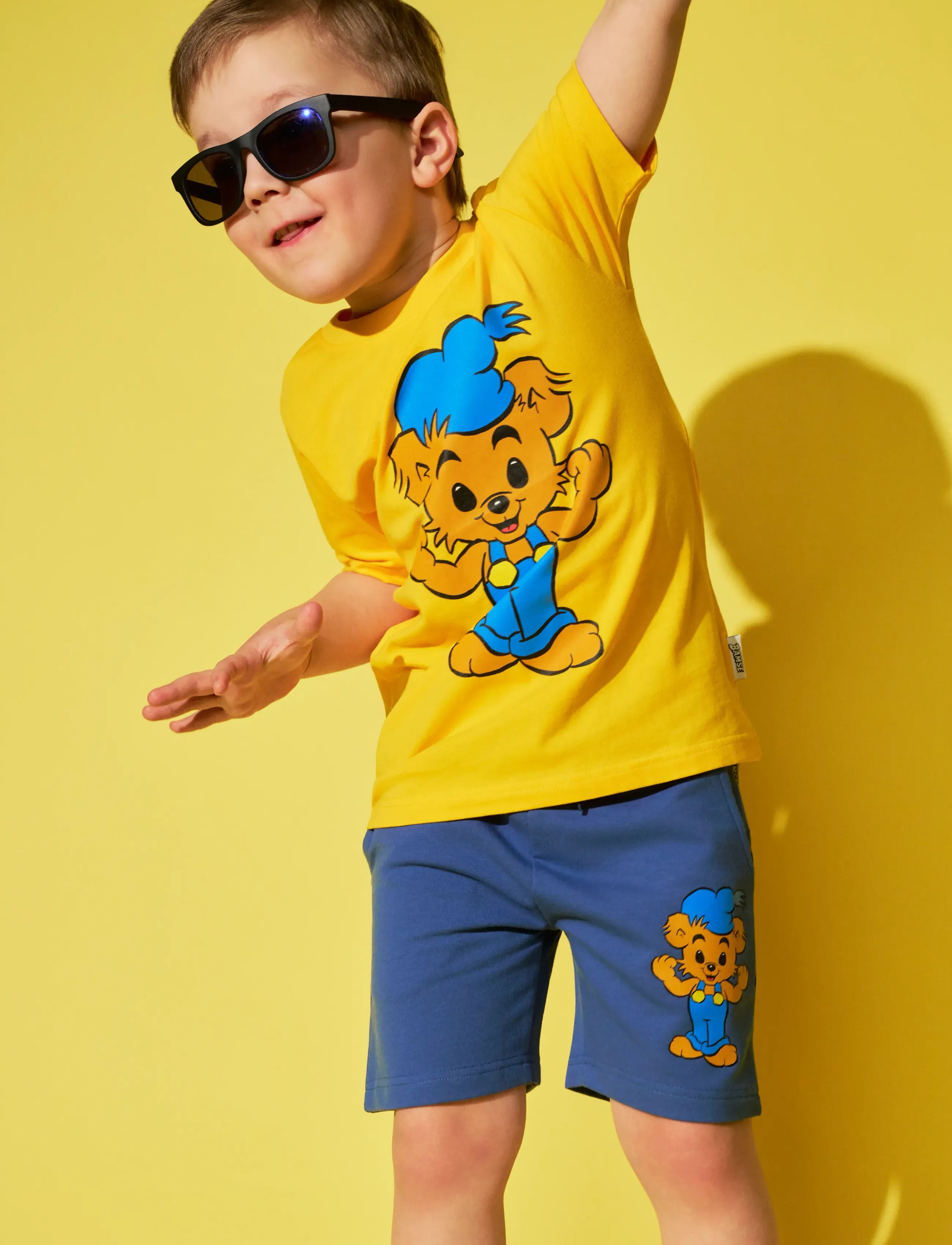Bamse Starkaste Björn Shorts, 128, Blau - Sweat Kinder