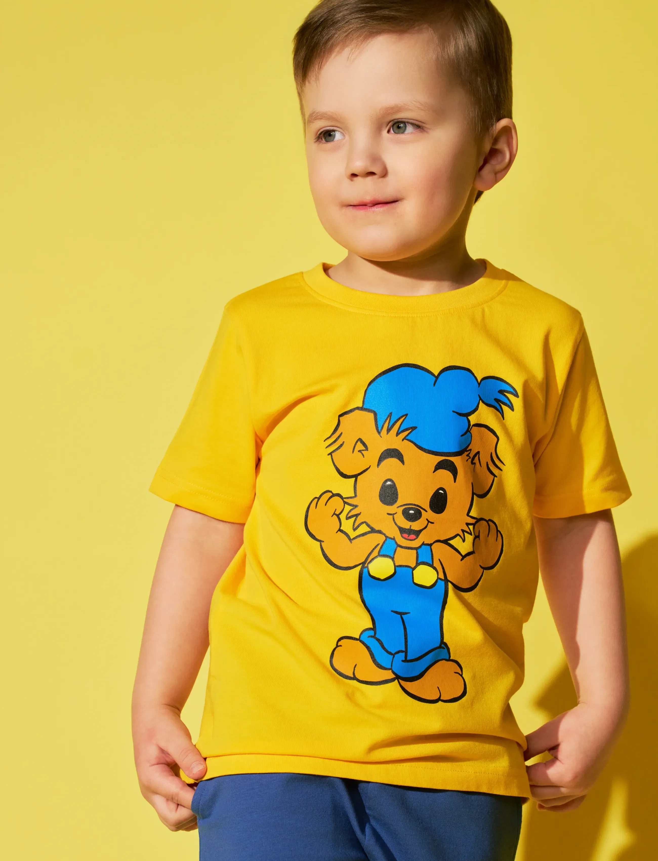 Bamse Starkaste Björn T-Shirt, 122, T-shirts, Gelb - Short-sleeved, Kinder