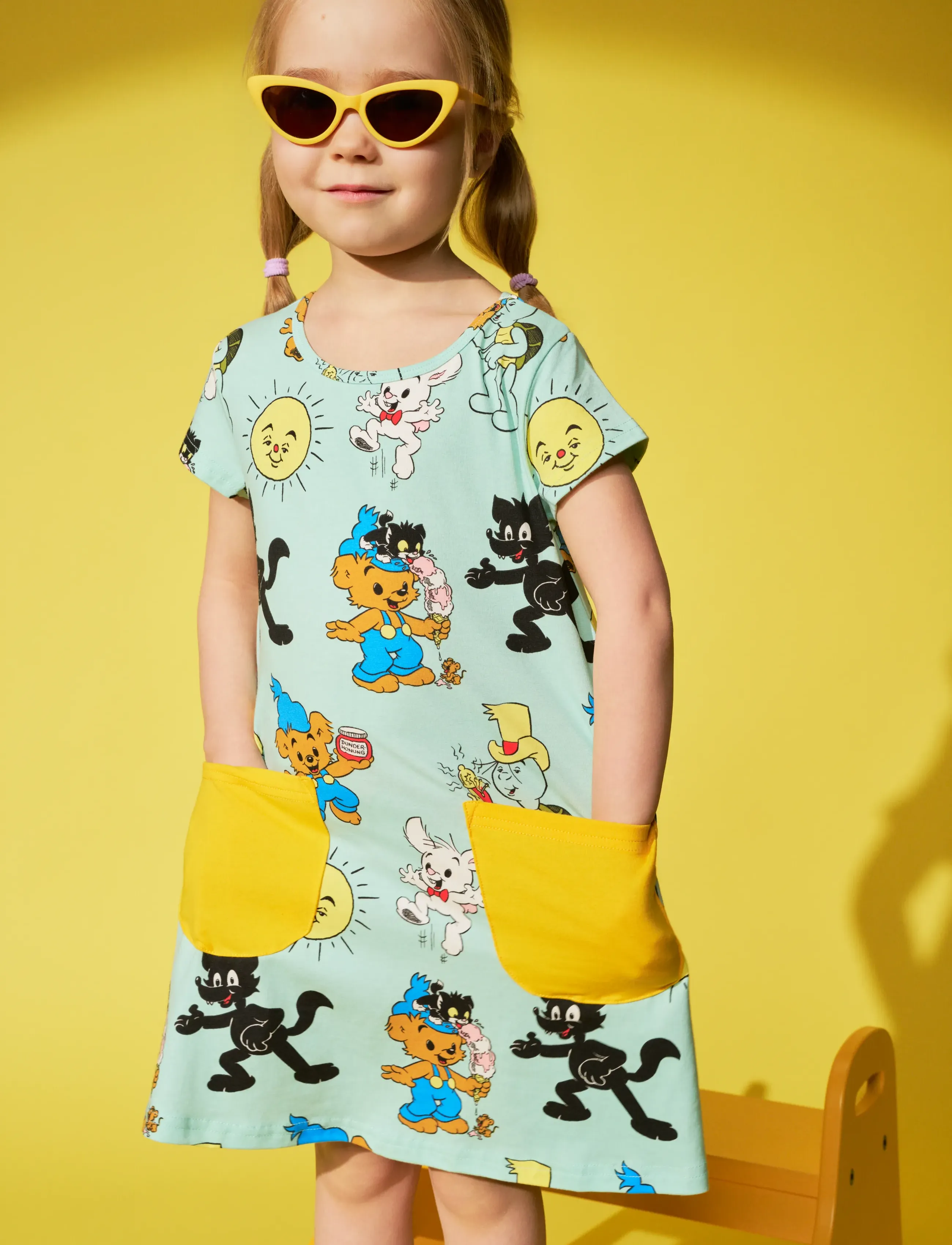 Bamse Kompisar Klänning, 122, Casual Dresses, Grün - Short-sleeved Kinder