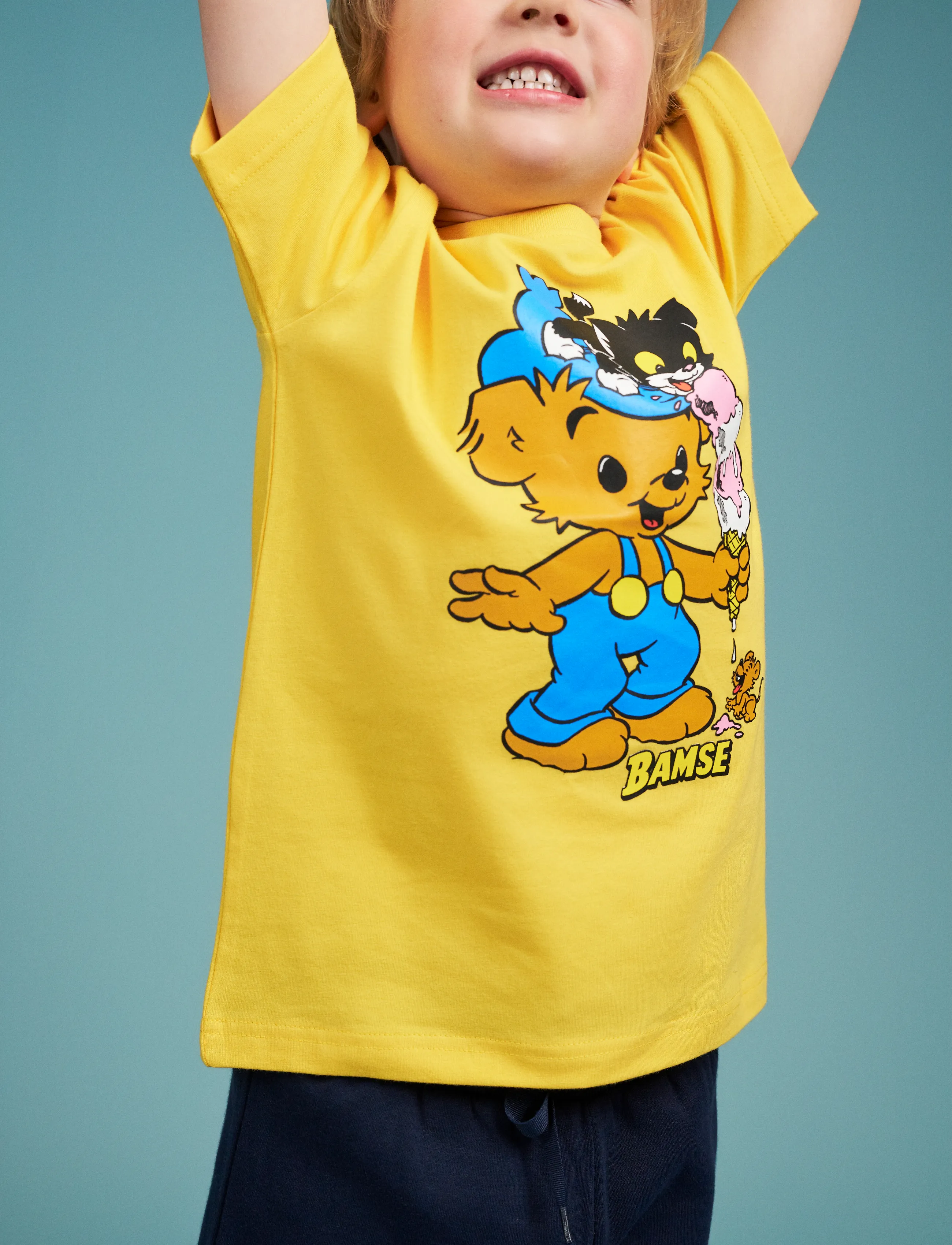 Bamse Glasstrut T-Shirt, 122, T-shirts, Gelb - Short-sleeved, Kinder