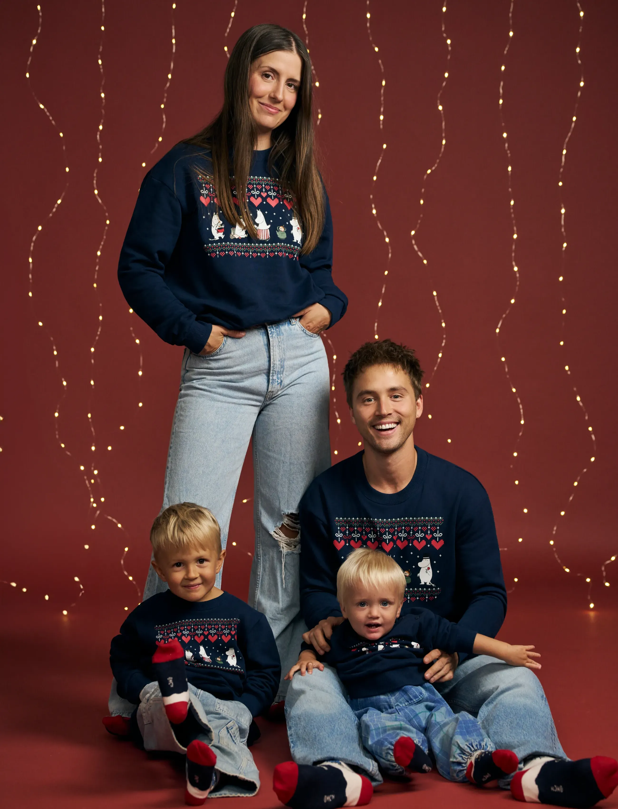 MUMIN Vinterhjärta Colltröja, 110/116, Navy, Sweatshirts & Hættetrøjer > Sweatshirts, Børn