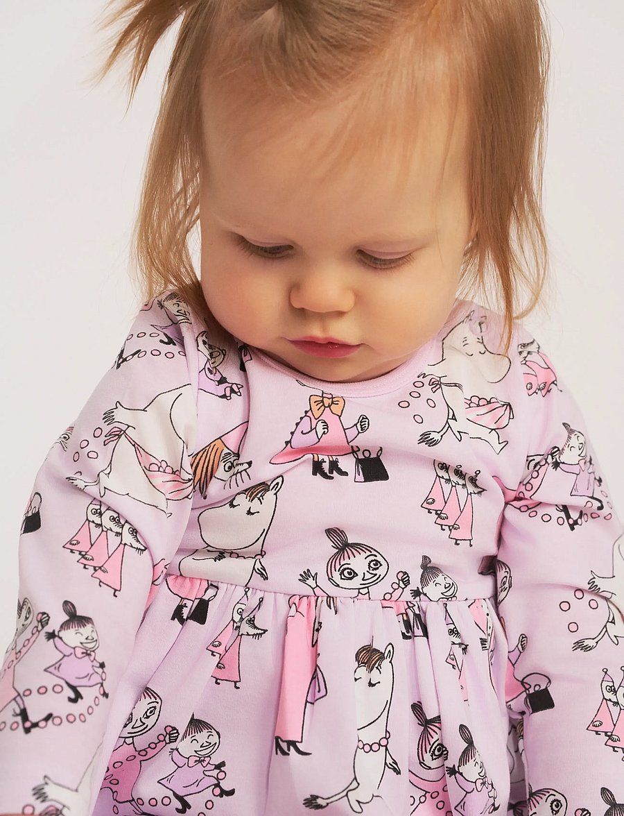 MOOMIN - PÄRLLEK BODYKLÄNNING LILA 74 - langärmelige babykleider - purple - 0