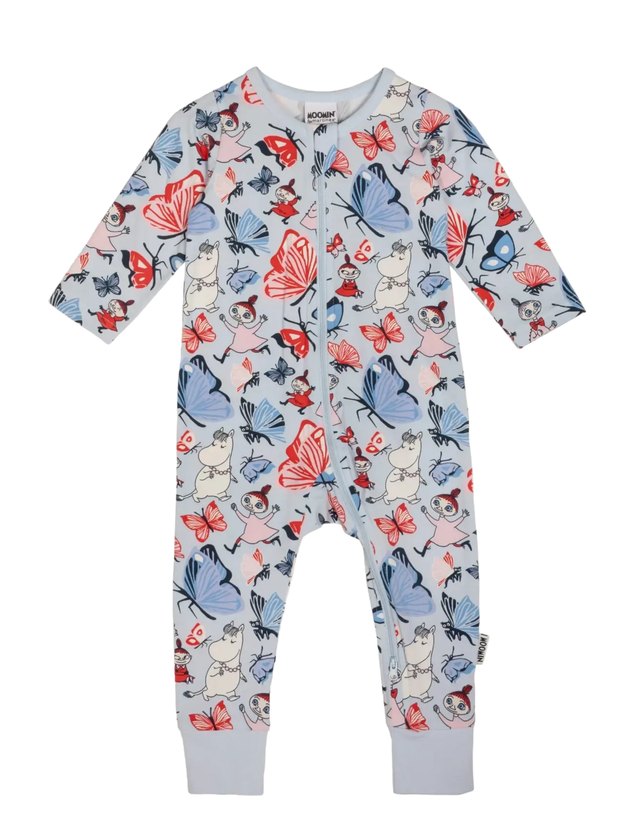 MUMIN Fjärilspark Pyjamas, Børn, Mønstret Baby Sovedragt, Blå, Str: 92
