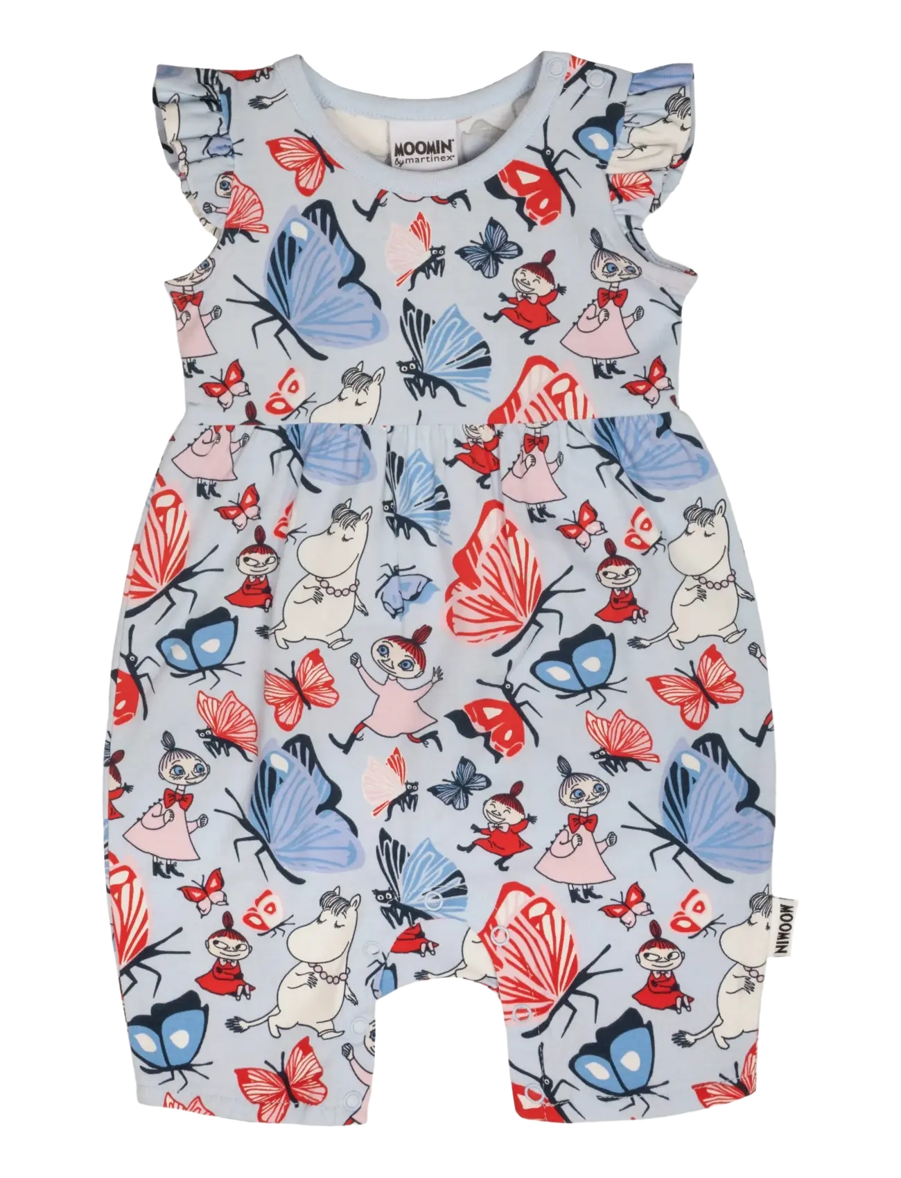 MUMIN Fjärilspark Playsuit, Børn, Baby Playsuit, Blå, Str: 86