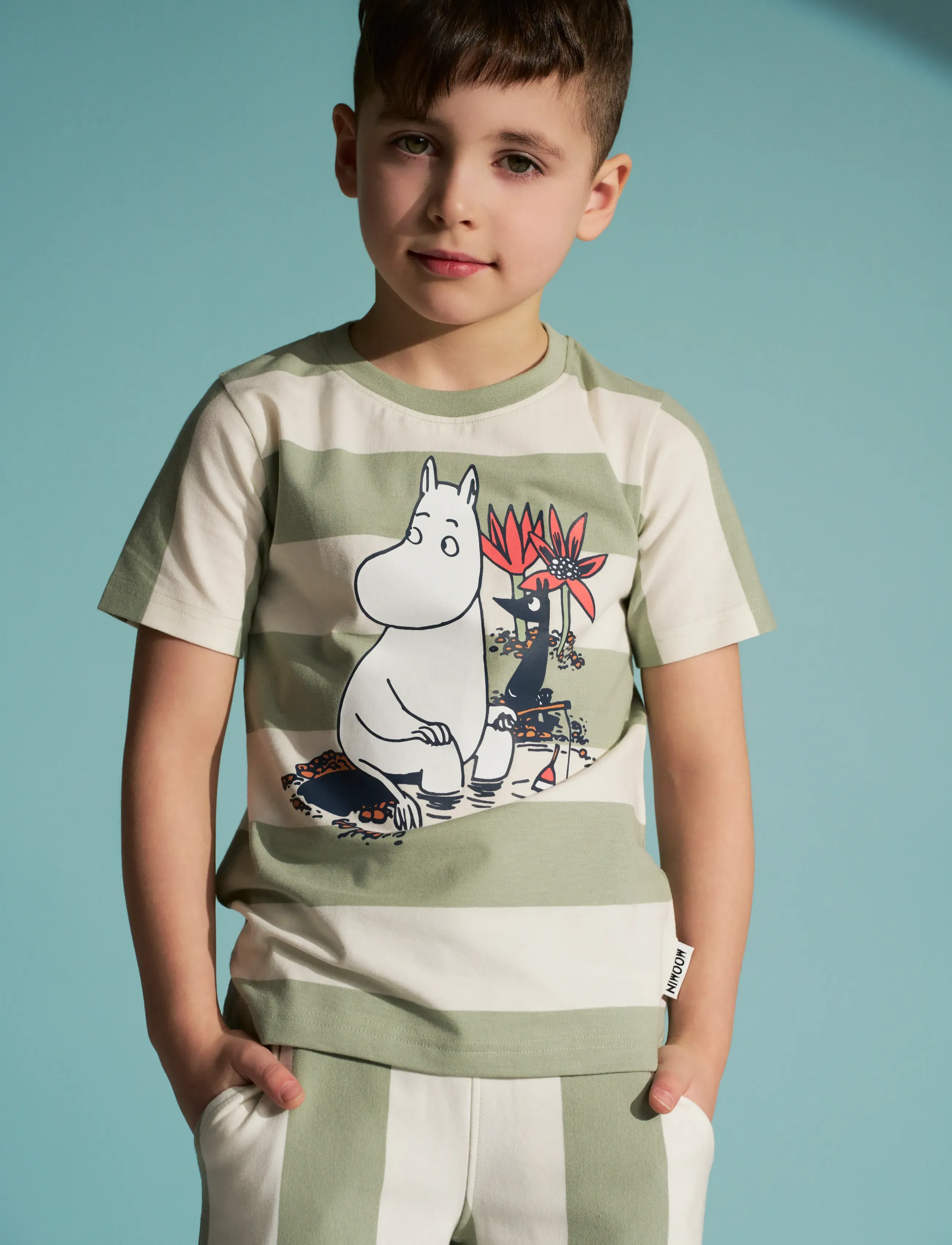 MUMIN Ledighet T-Shirt, 122, Green, T-Shirts > Kortærmede, Børn