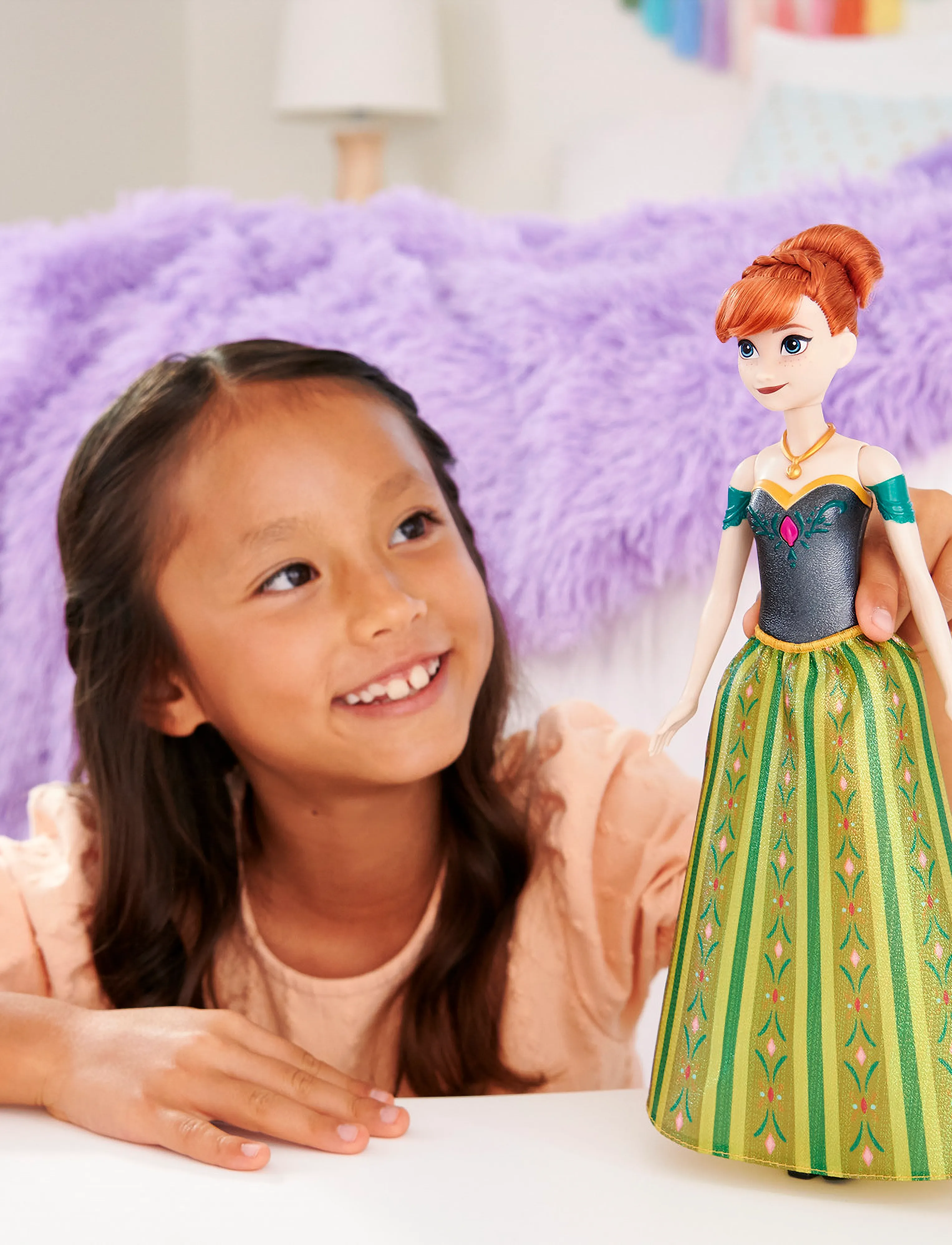 Disney Frozen - Disney Frozen Singing Anna Doll Sings “For the First Time in Forever” in 4 Languages from Movie - multi color - 5