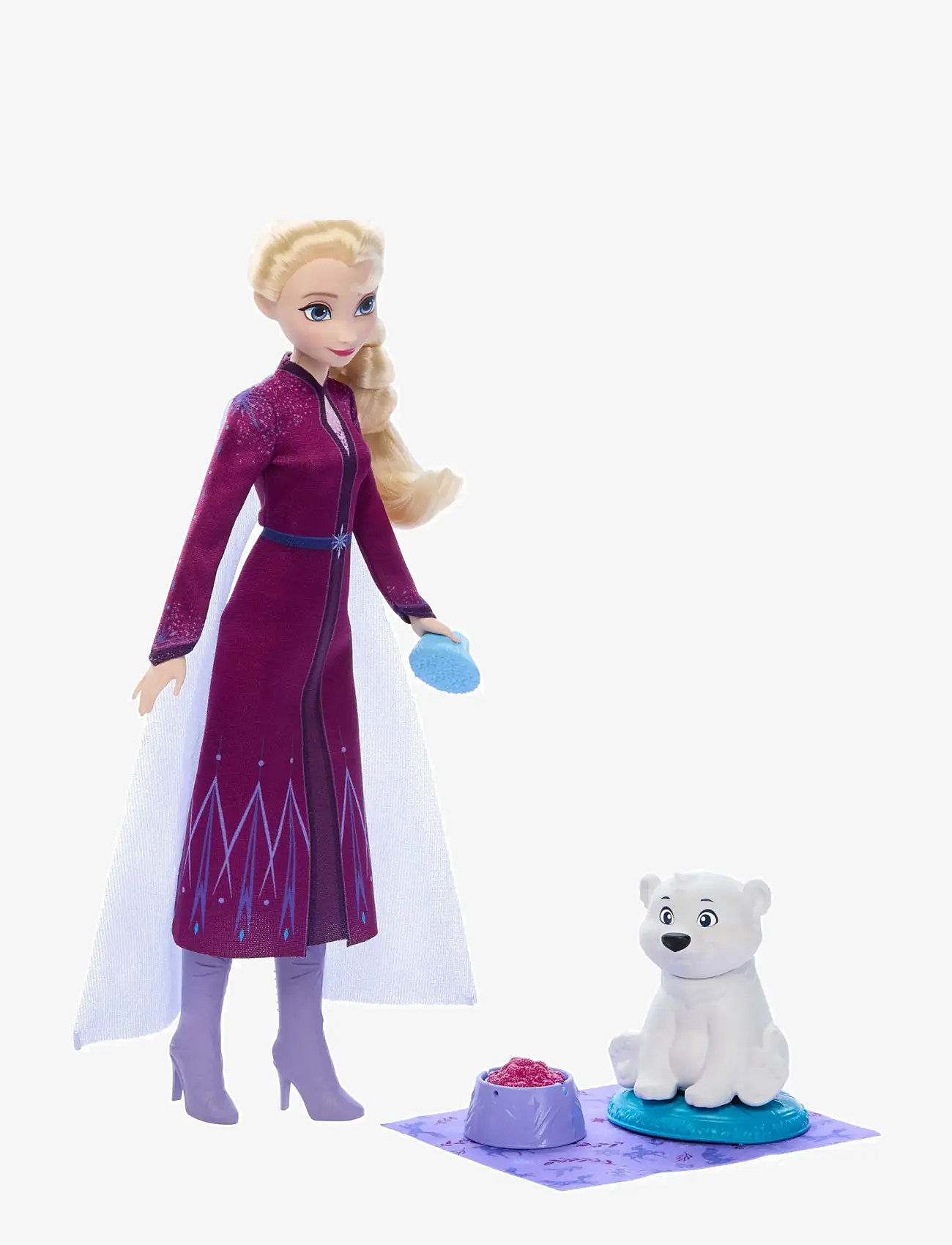 Frost - Disney Frozen Elsa Fashion Doll & Polar Bear Cub Figure with 4 Nurturing Accessories - dockor - multi color - 1