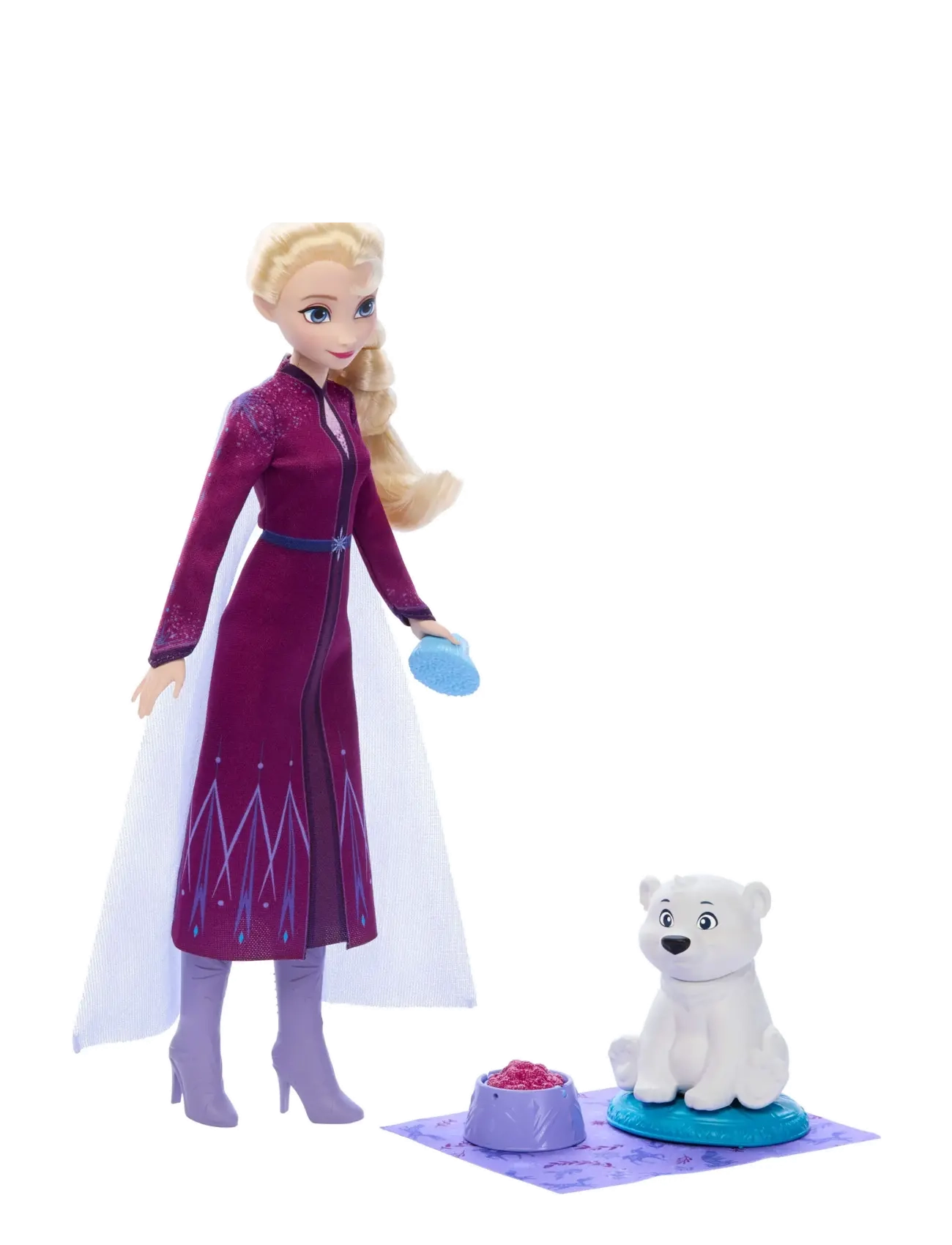 Frost - Disney Frozen Elsa Fashion Doll & Polar Bear Cub Figure with 4 Nurturing Accessories - dockor - multi color - 1