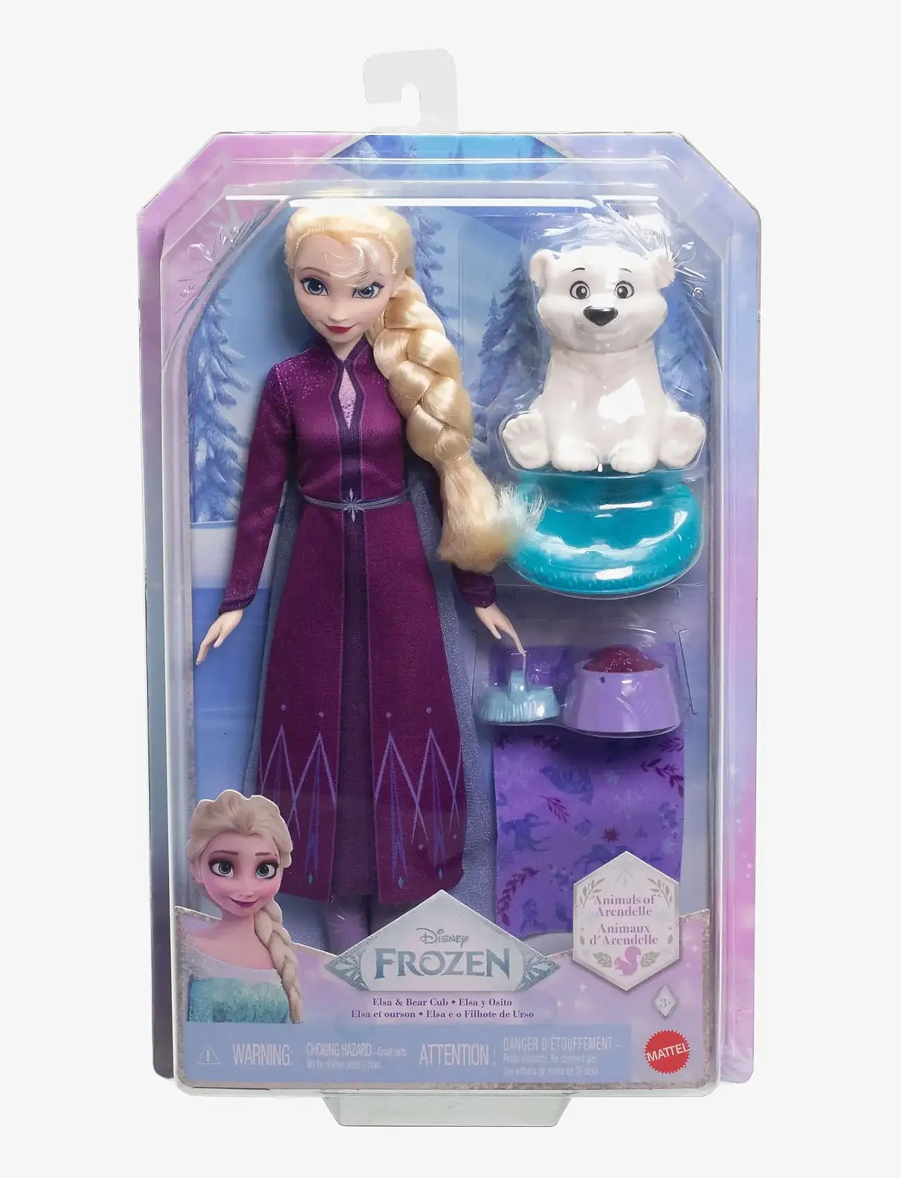 Frost - Disney Frozen Elsa Fashion Doll & Polar Bear Cub Figure with 4 Nurturing Accessories - dockor - multi color - 5