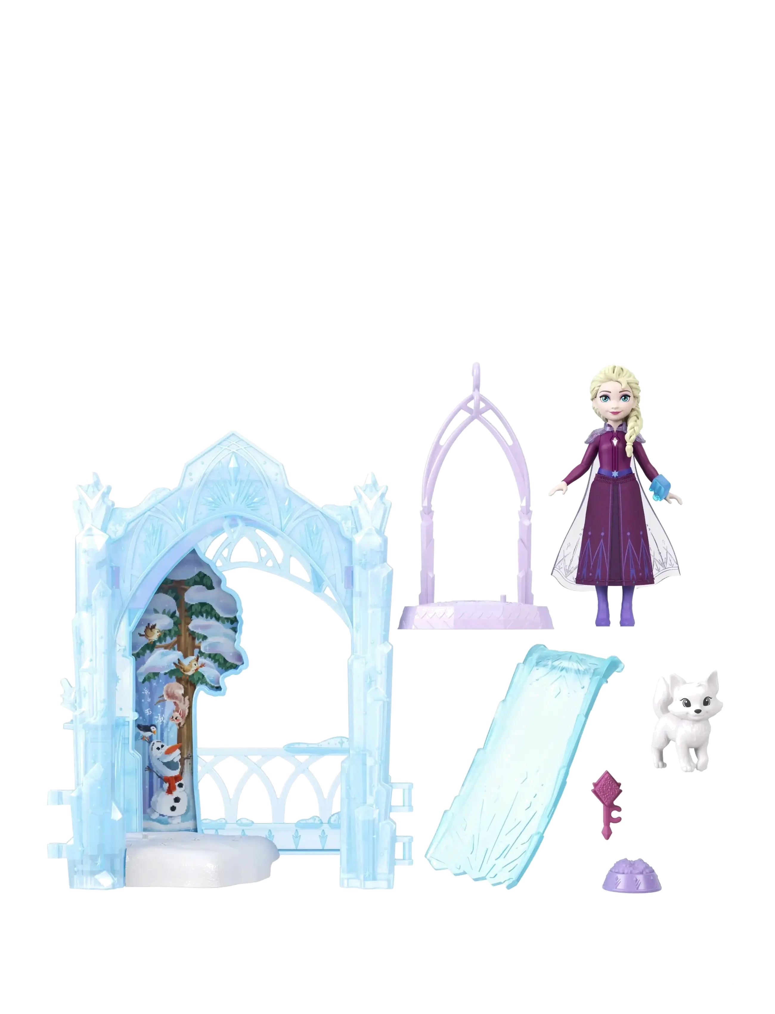 Frost - Disney Frozen Storytime Stackers Elsa Small Doll & Icy Animal Hideaway Playset w/ Fox & Bird Figures - dukker - multicolor - 1