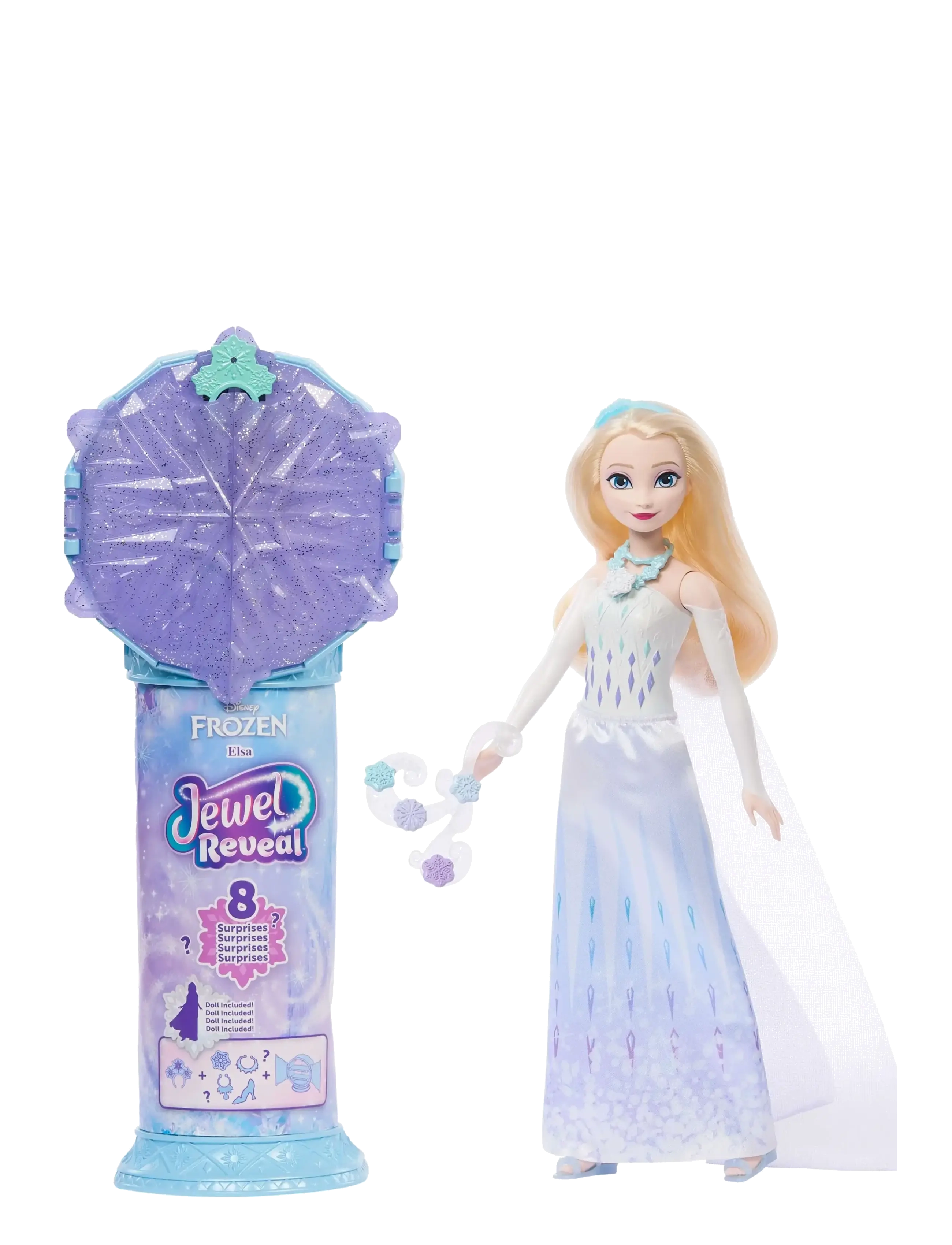 Frost Disney Frozen Jewel Reveal Elsa Fashion Doll W/ 8 Surprises Including Gem Box & 10 Accessories, Børn, Dolls, Pink, Str: ONE SIZE