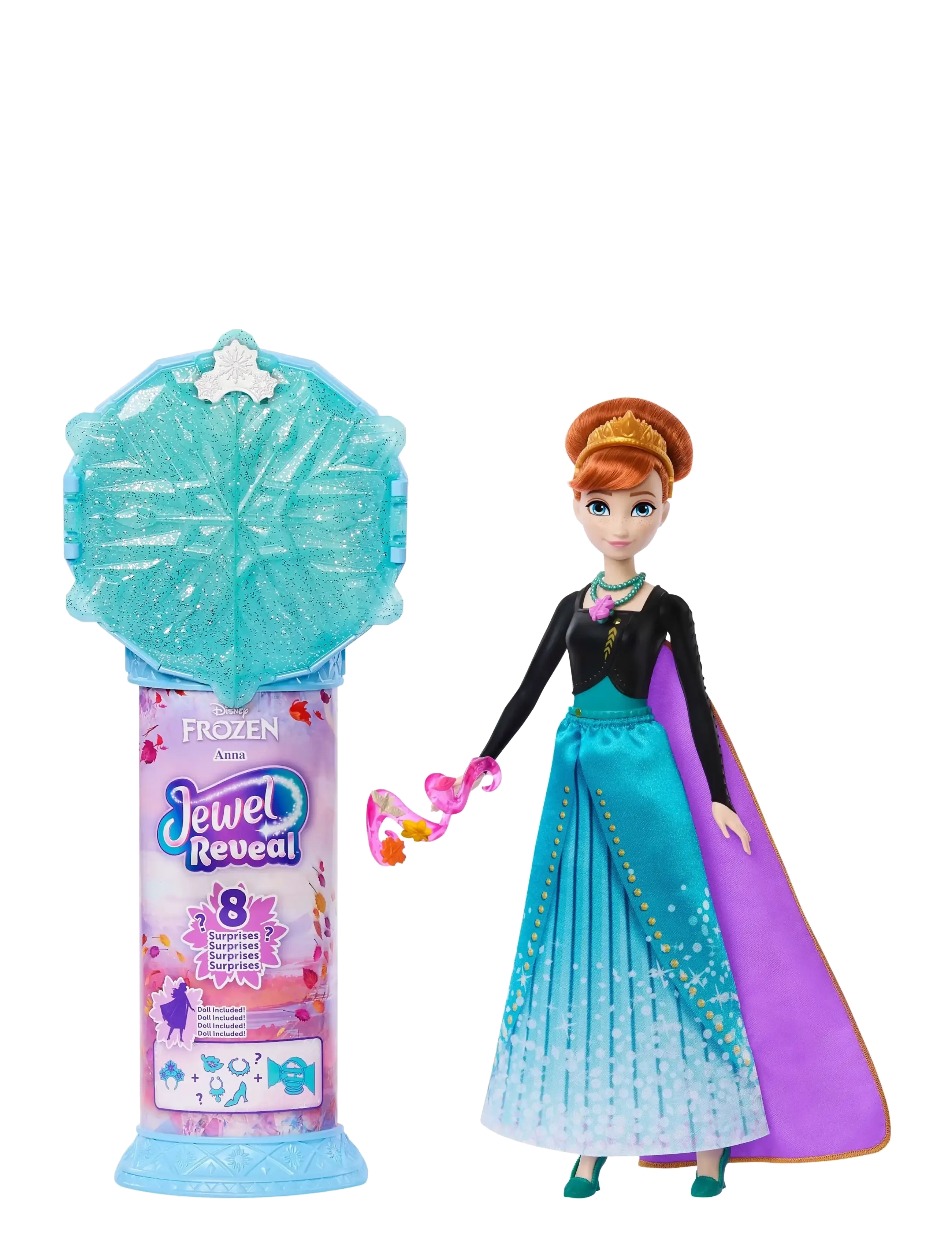 Die Eiskönigin Disney Frozen Jewel Reveal Anna Fashion Doll w/ 8 Surprises Including Gem Box & 10 Accessories - Die Eiskönigin - MULTICOLOR / blue