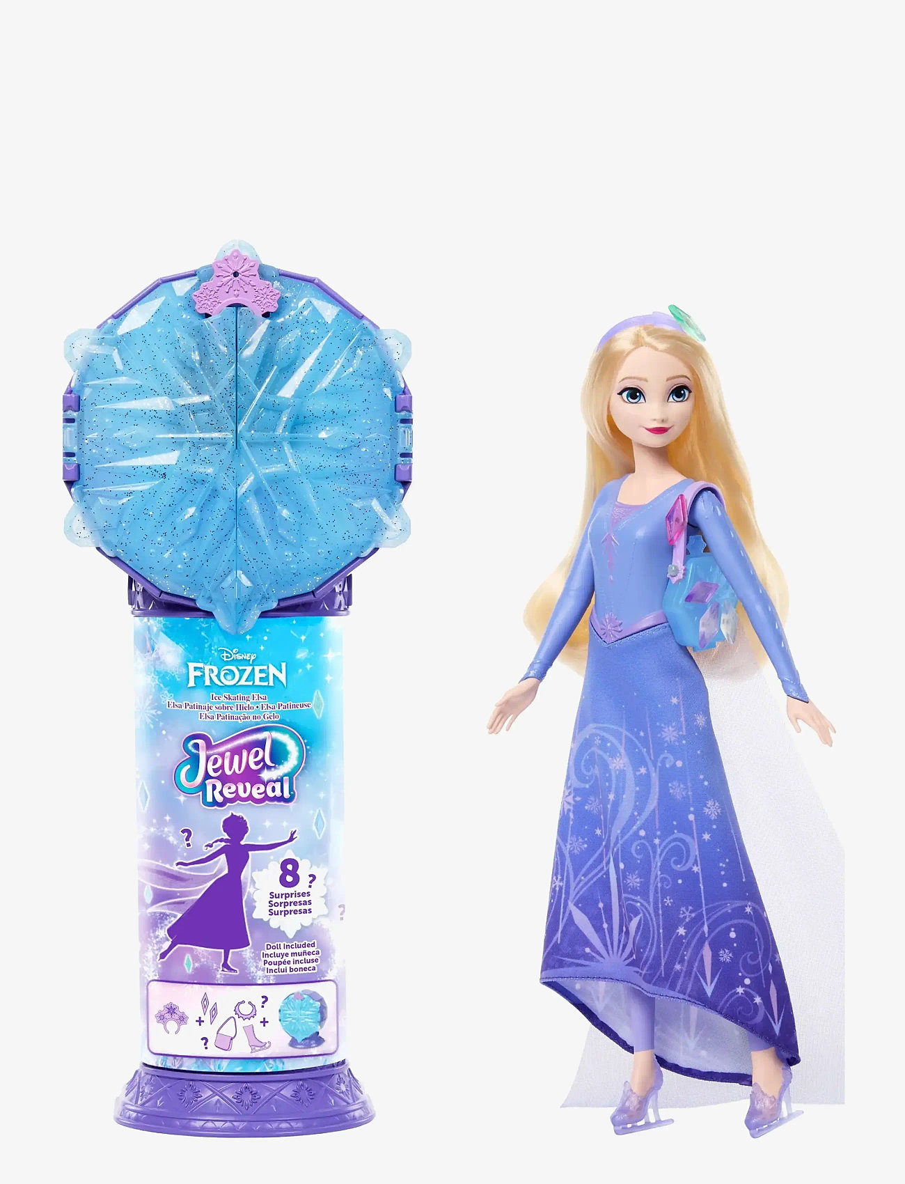 Frost - Disney Frozen Jewel Reveal Ice Skating Elsa Fashion Doll with 8 Surprises Including Gem Box & Accy - dukker - multi color - 0
