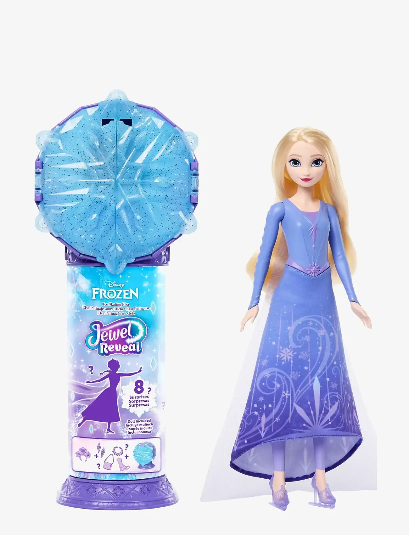Frost - Disney Frozen Jewel Reveal Ice Skating Elsa Fashion Doll with 8 Surprises Including Gem Box & Accy - dukker - multi color - 4