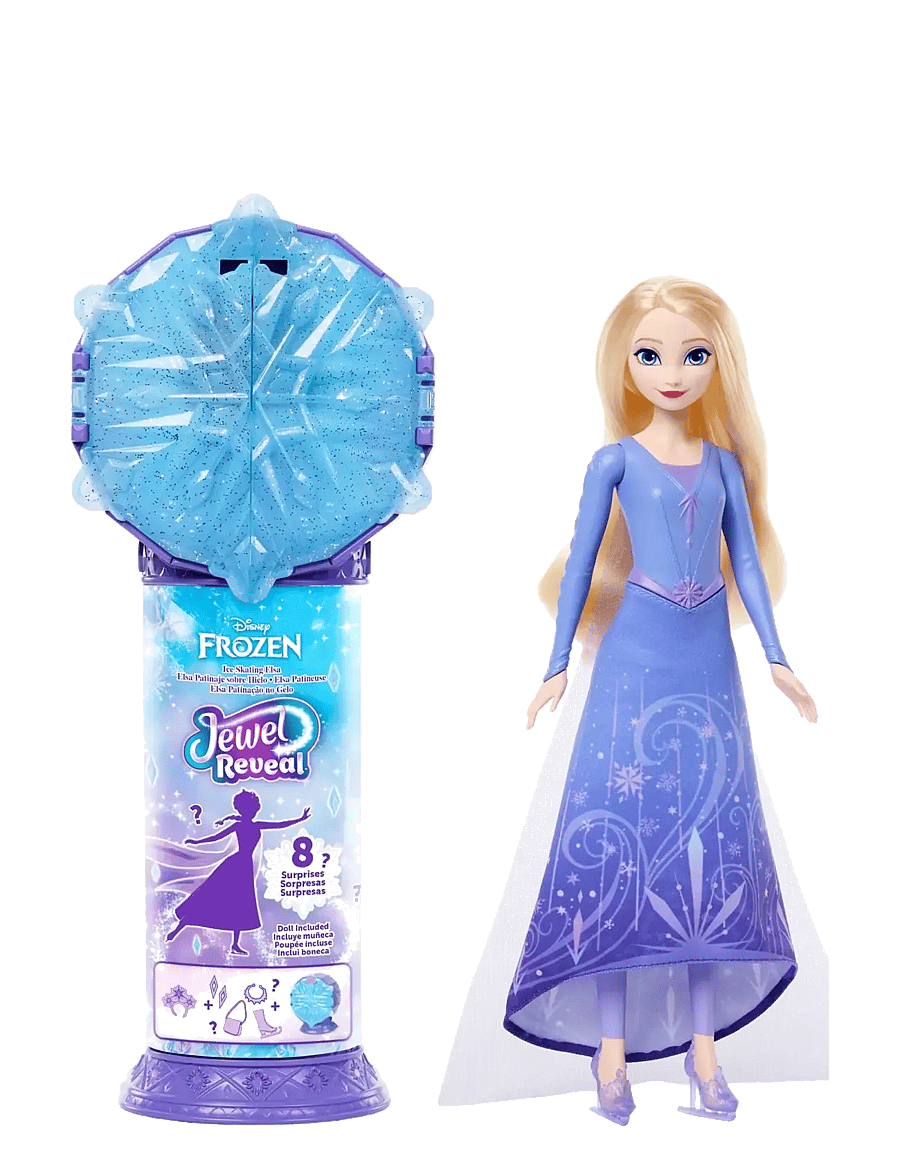 „Frozen“ - Disney Frozen Jewel Reveal Ice Skating Elsa Fashion Doll with 8 Surprises Including Gem Box & Accy - lėlės - multi color - 4